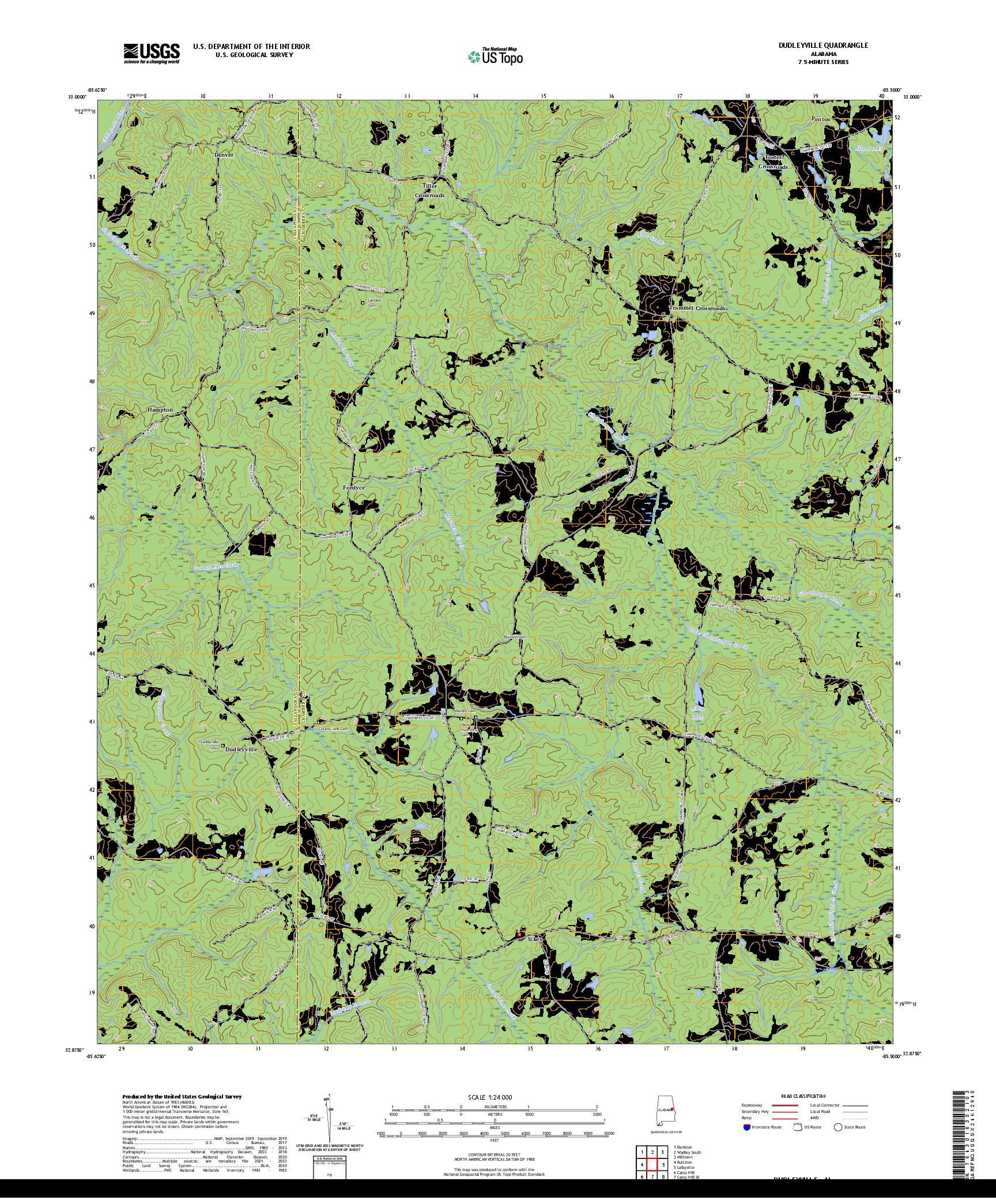 US TOPO 7.5-MINUTE MAP FOR DUDLEYVILLE, AL