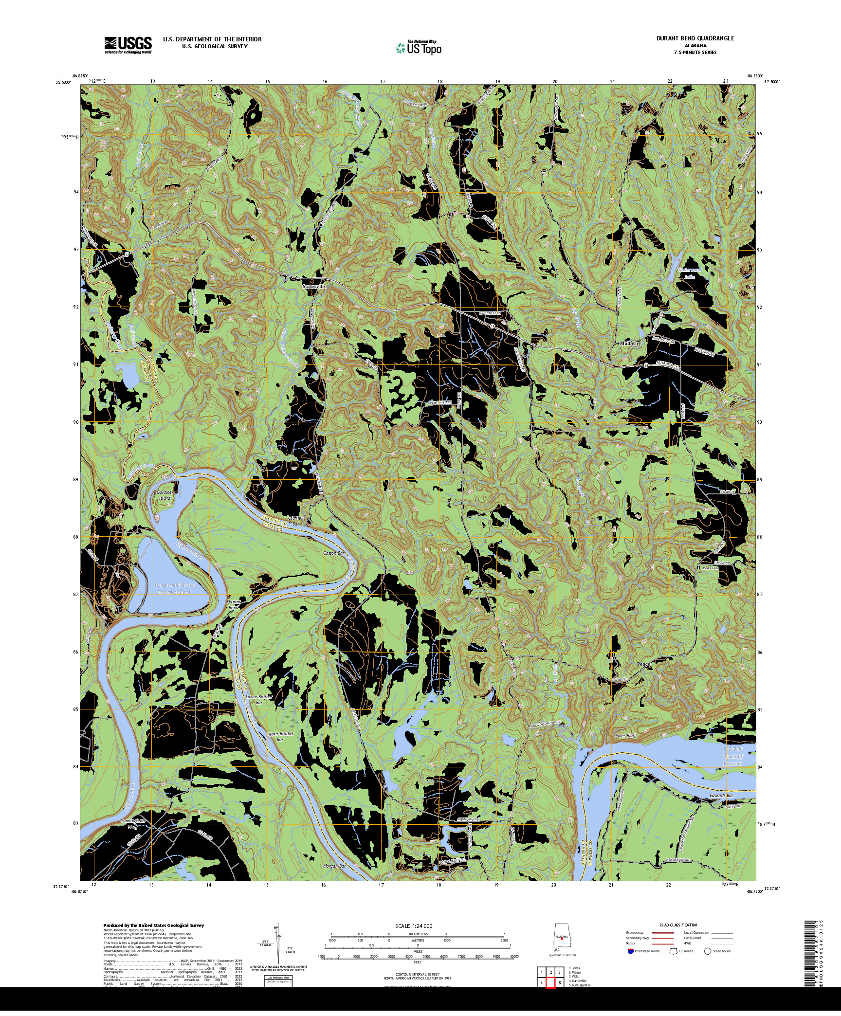US TOPO 7.5-MINUTE MAP FOR DURANT BEND, AL