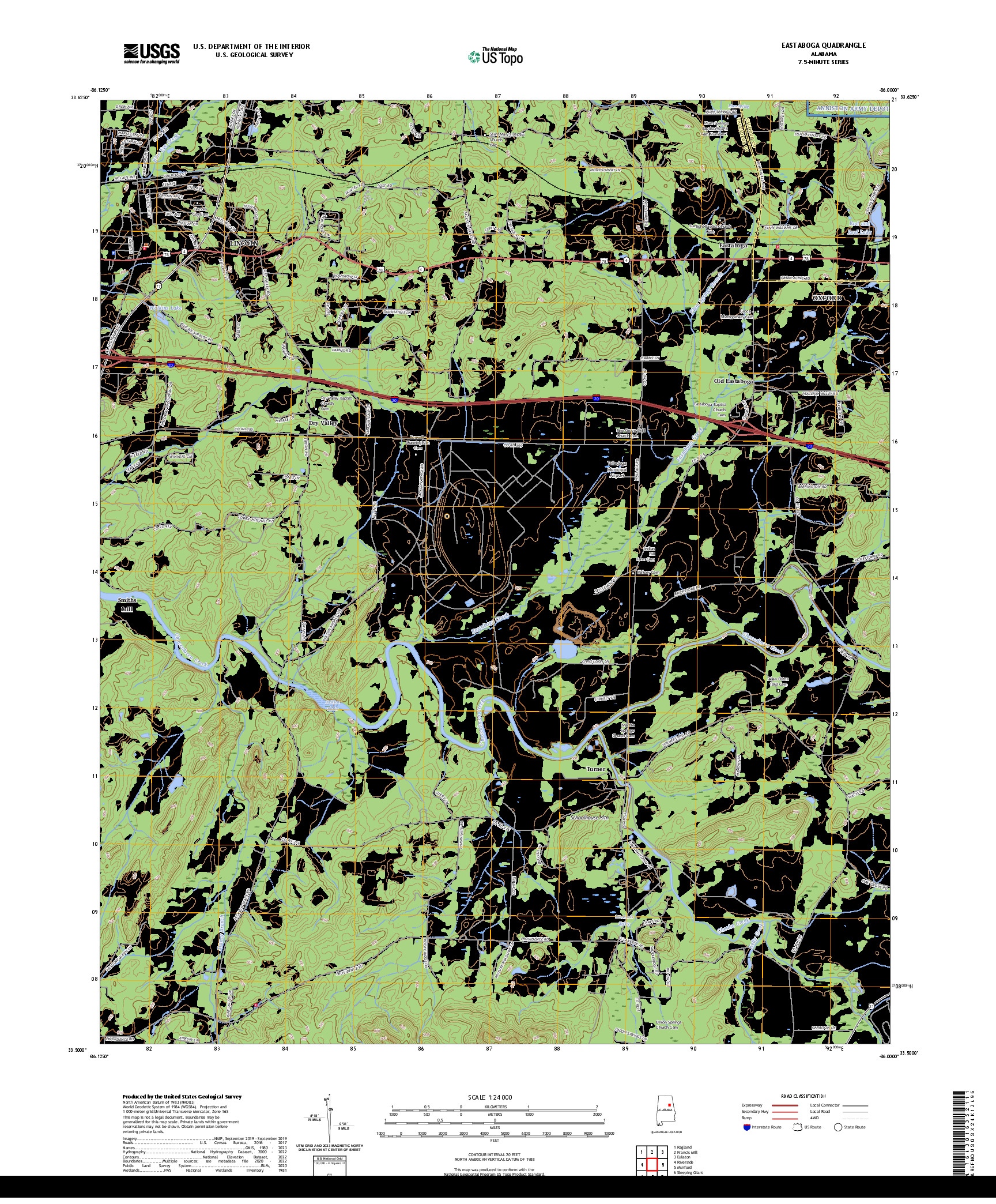 US TOPO 7.5-MINUTE MAP FOR EASTABOGA, AL