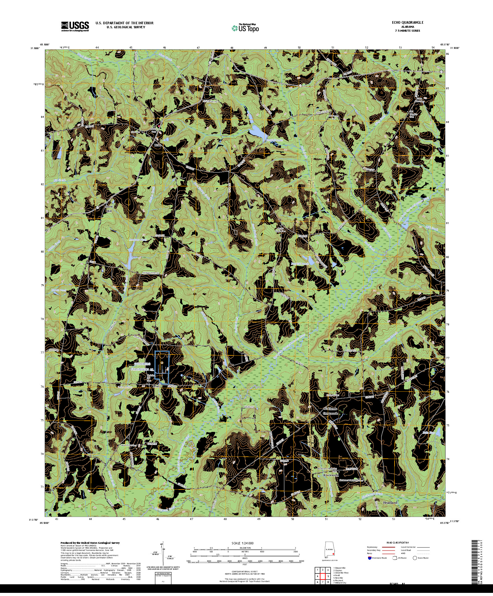 US TOPO 7.5-MINUTE MAP FOR ECHO, AL