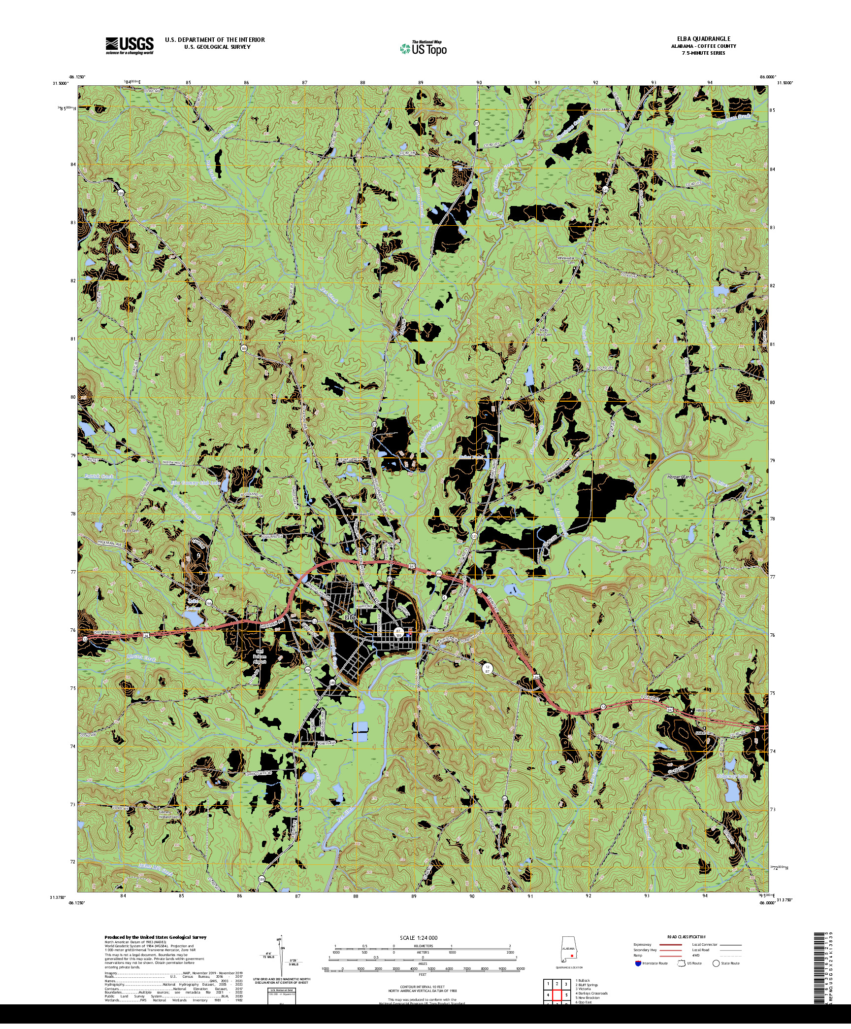 US TOPO 7.5-MINUTE MAP FOR ELBA, AL