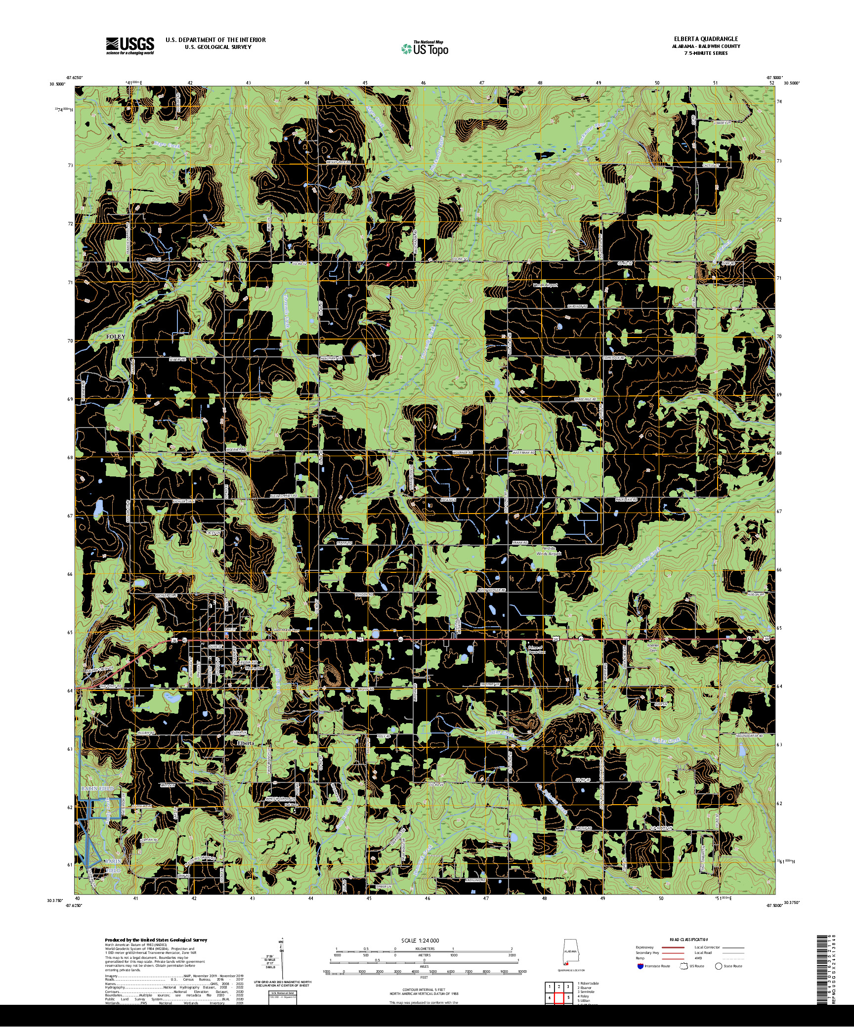 US TOPO 7.5-MINUTE MAP FOR ELBERTA, AL