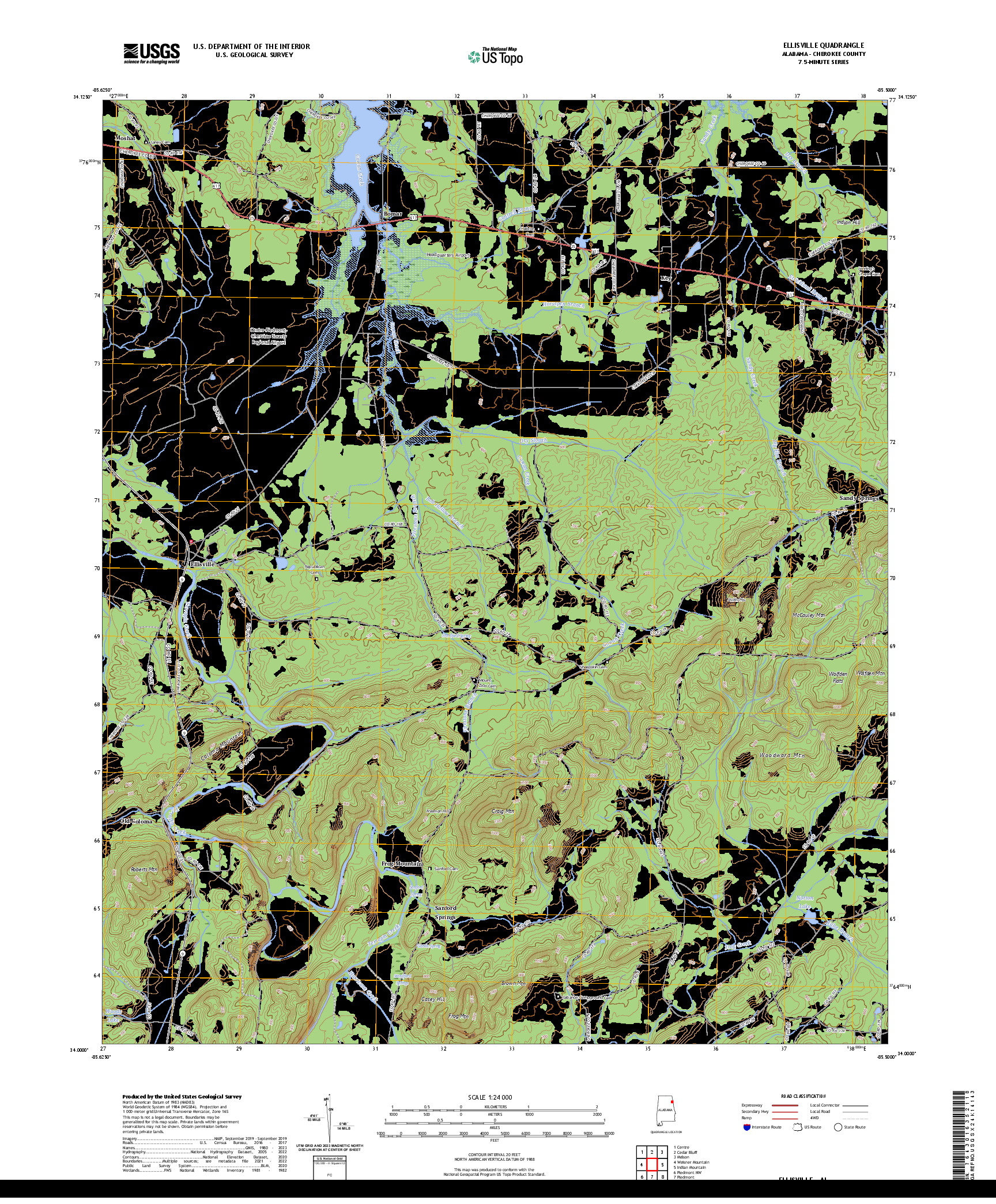 US TOPO 7.5-MINUTE MAP FOR ELLISVILLE, AL