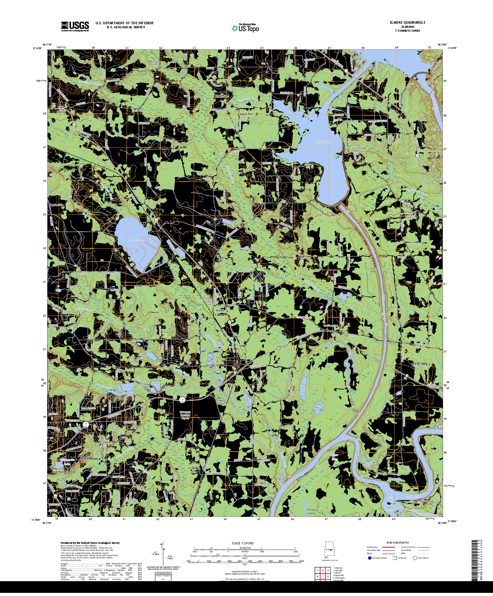US TOPO 7.5-MINUTE MAP FOR ELMORE, AL