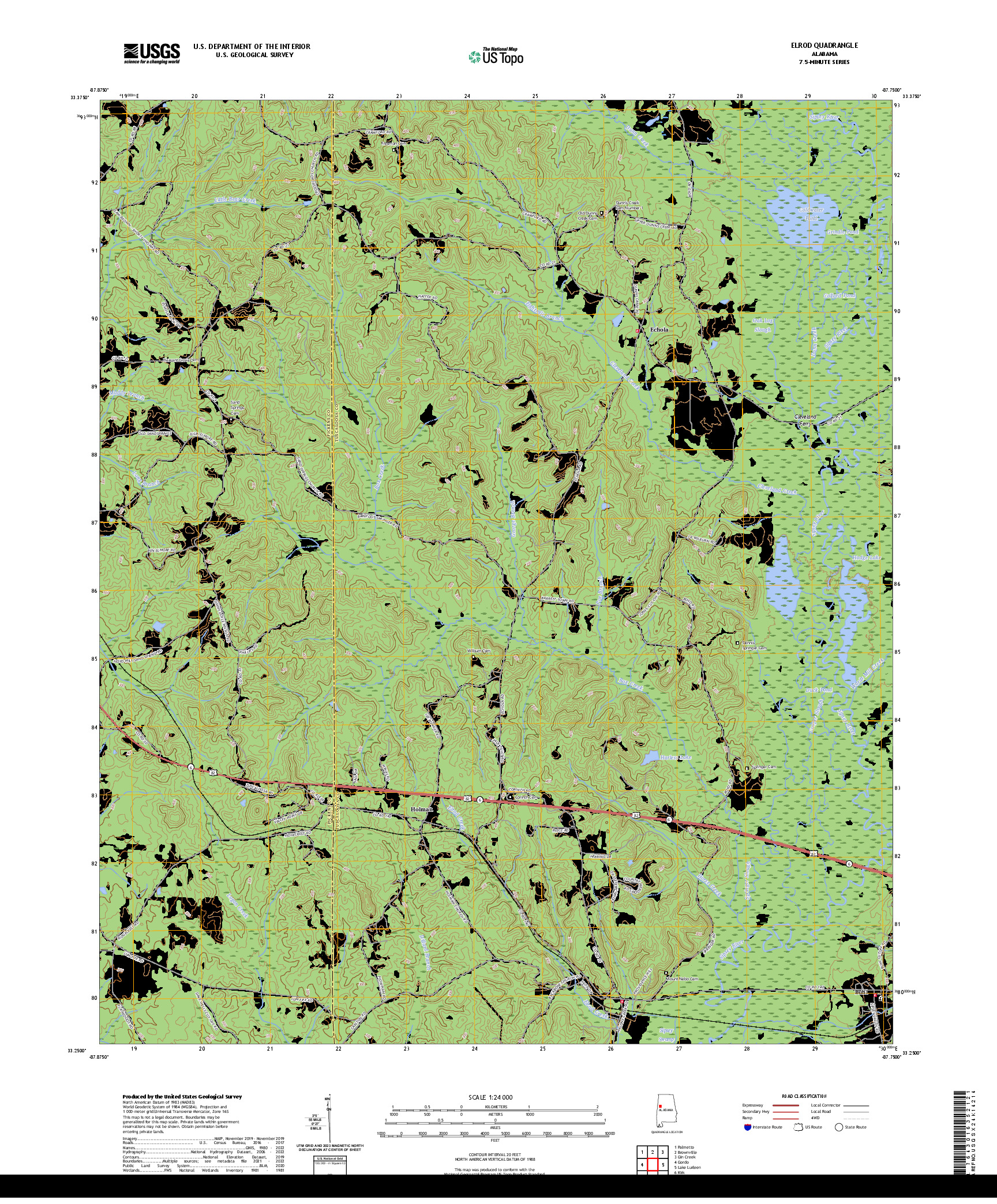 US TOPO 7.5-MINUTE MAP FOR ELROD, AL