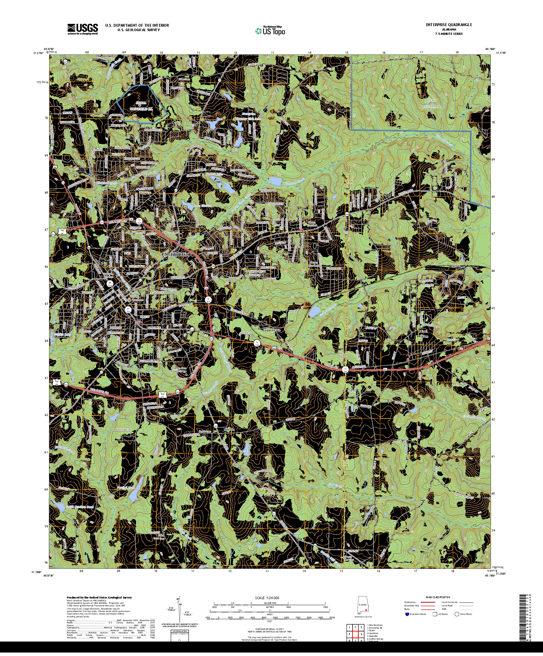 US TOPO 7.5-MINUTE MAP FOR ENTERPRISE, AL