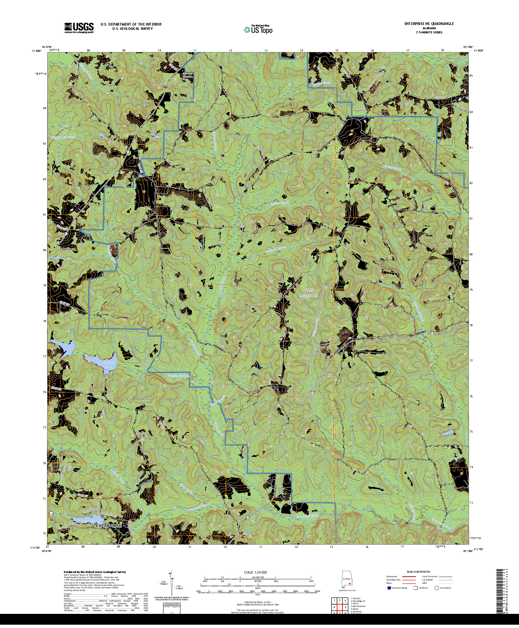 US TOPO 7.5-MINUTE MAP FOR ENTERPRISE NE, AL
