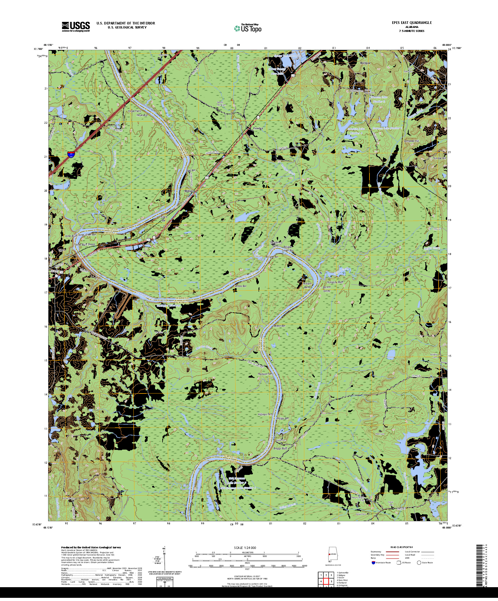 US TOPO 7.5-MINUTE MAP FOR EPES EAST, AL