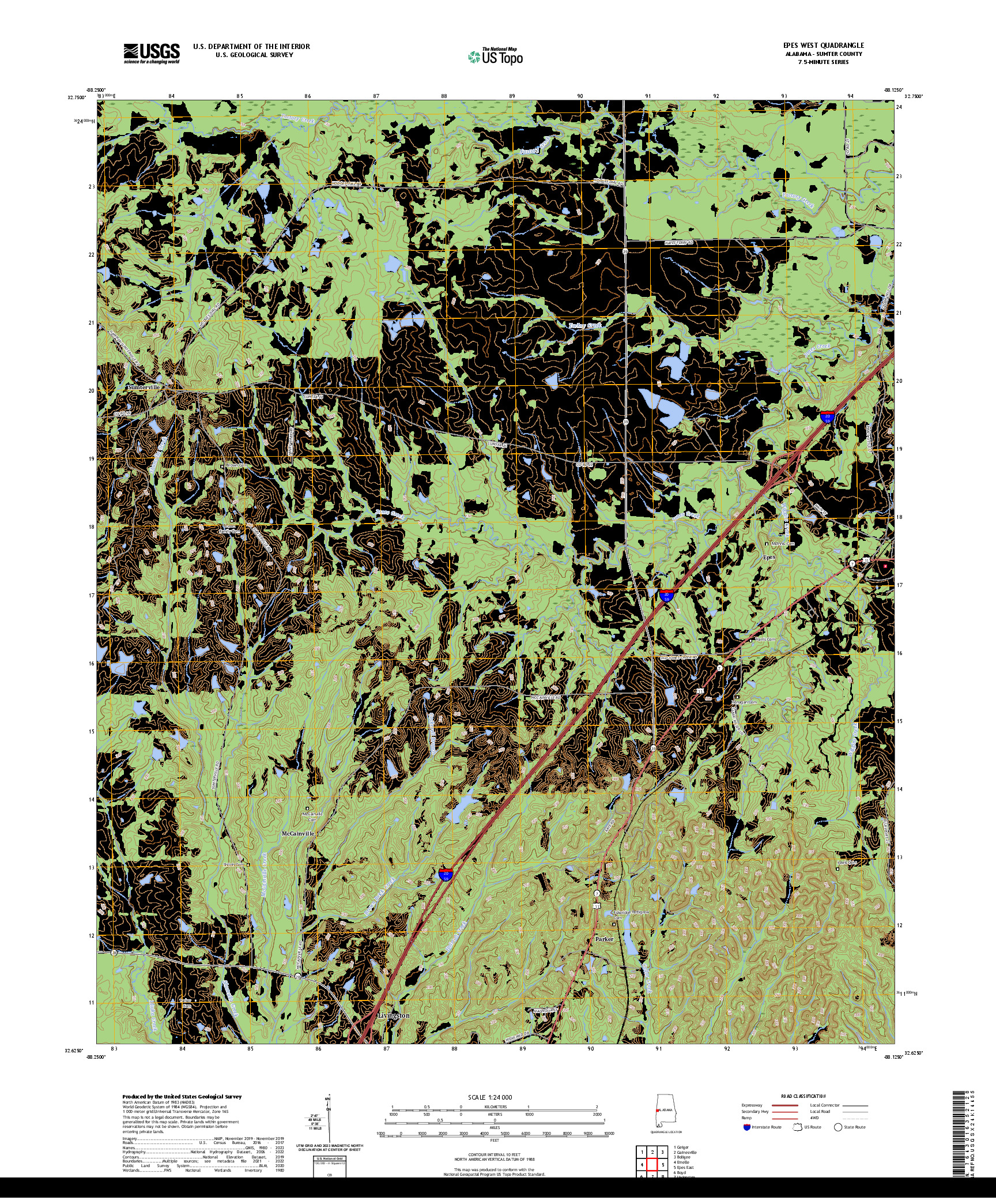 US TOPO 7.5-MINUTE MAP FOR EPES WEST, AL