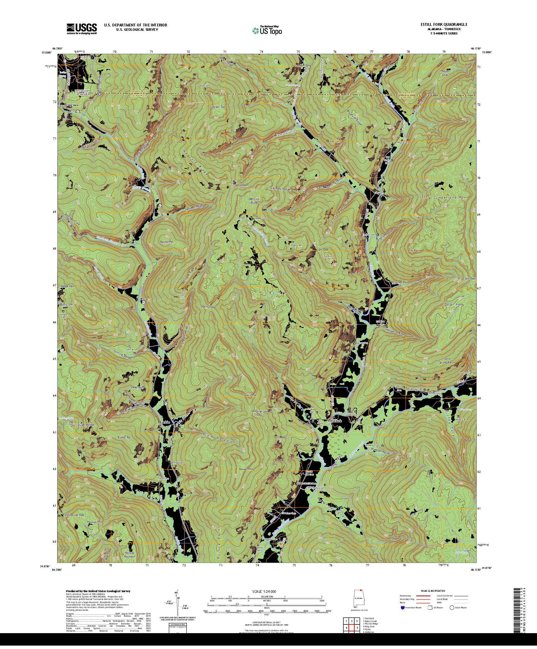 US TOPO 7.5-MINUTE MAP FOR ESTILL FORK, AL,TN