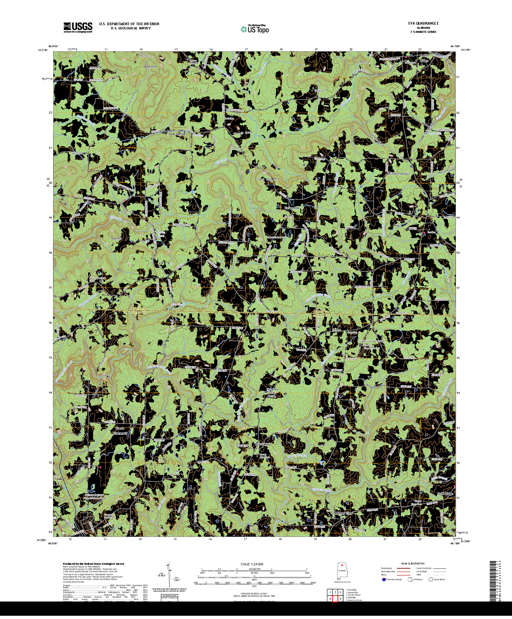 US TOPO 7.5-MINUTE MAP FOR EVA, AL