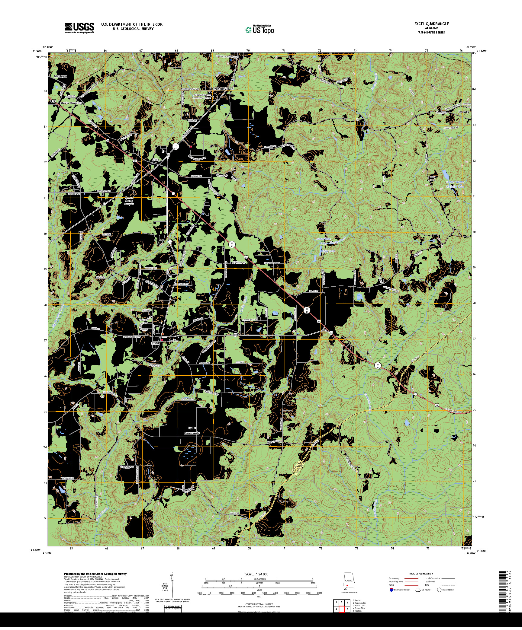 US TOPO 7.5-MINUTE MAP FOR EXCEL, AL