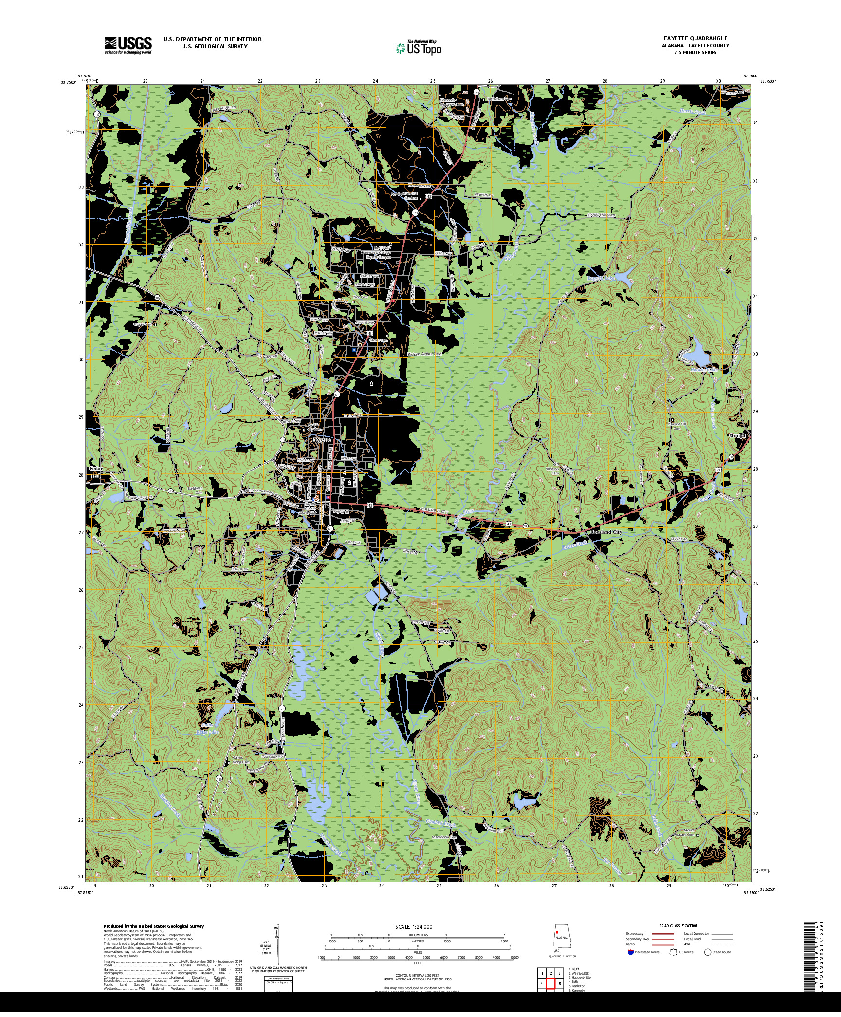 US TOPO 7.5-MINUTE MAP FOR FAYETTE, AL