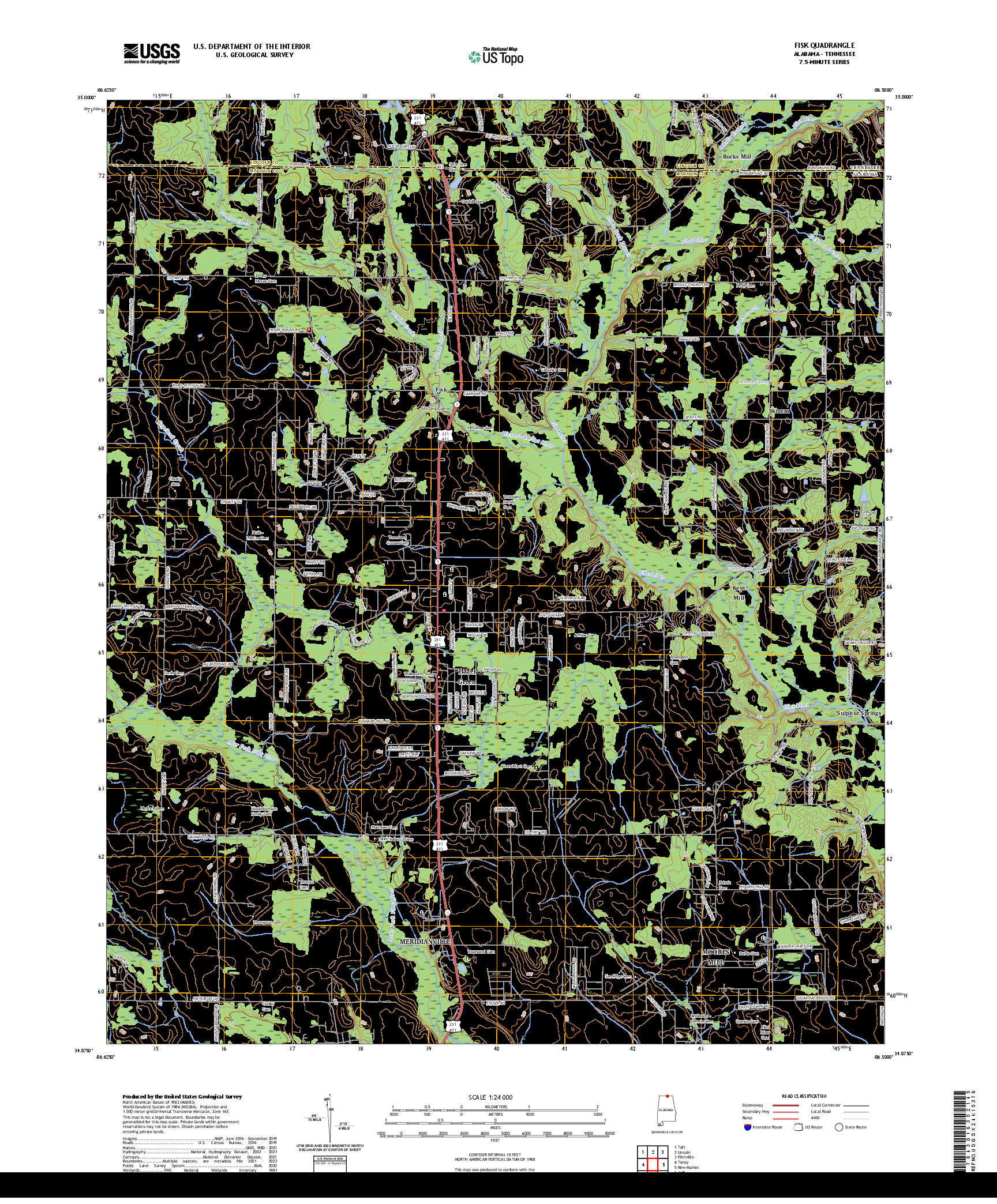 US TOPO 7.5-MINUTE MAP FOR FISK, AL,TN