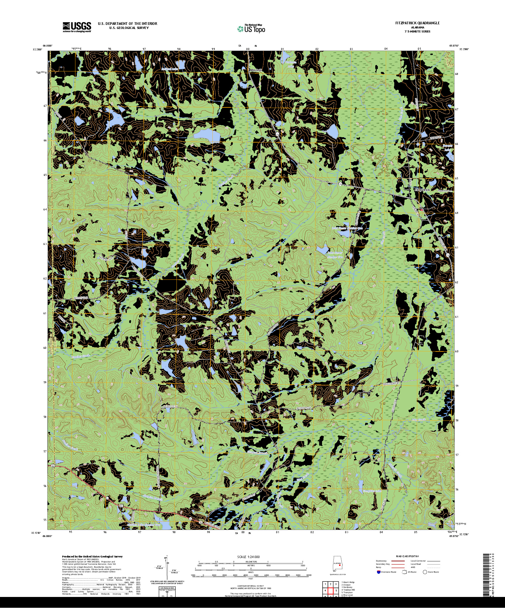 US TOPO 7.5-MINUTE MAP FOR FITZPATRICK, AL