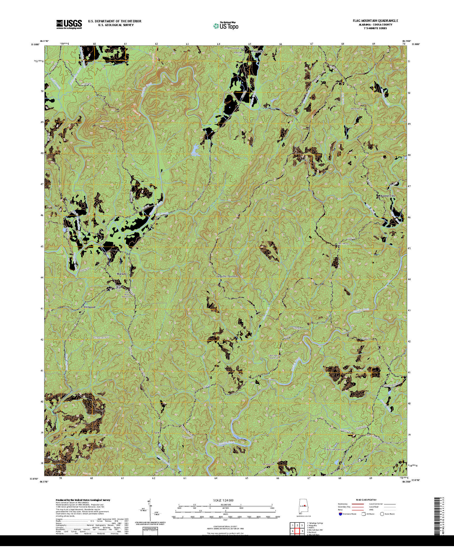 US TOPO 7.5-MINUTE MAP FOR FLAG MOUNTAIN, AL