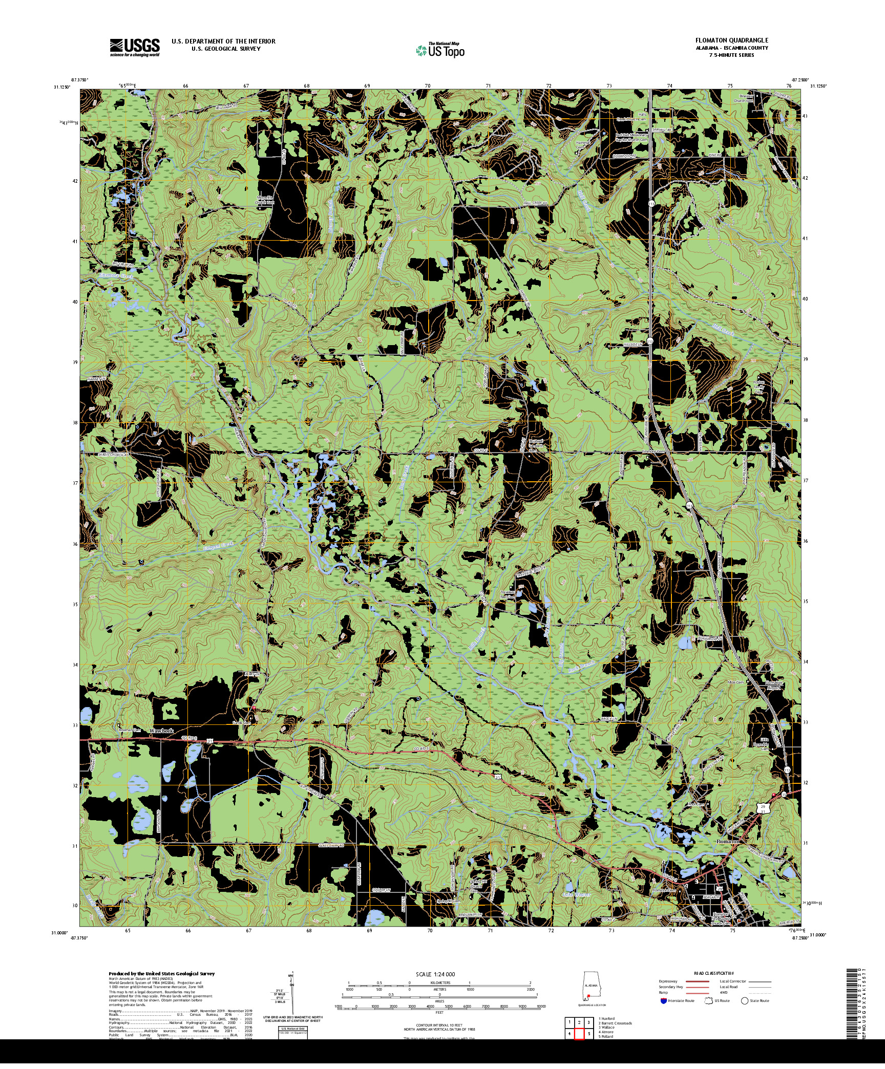 US TOPO 7.5-MINUTE MAP FOR FLOMATON, AL