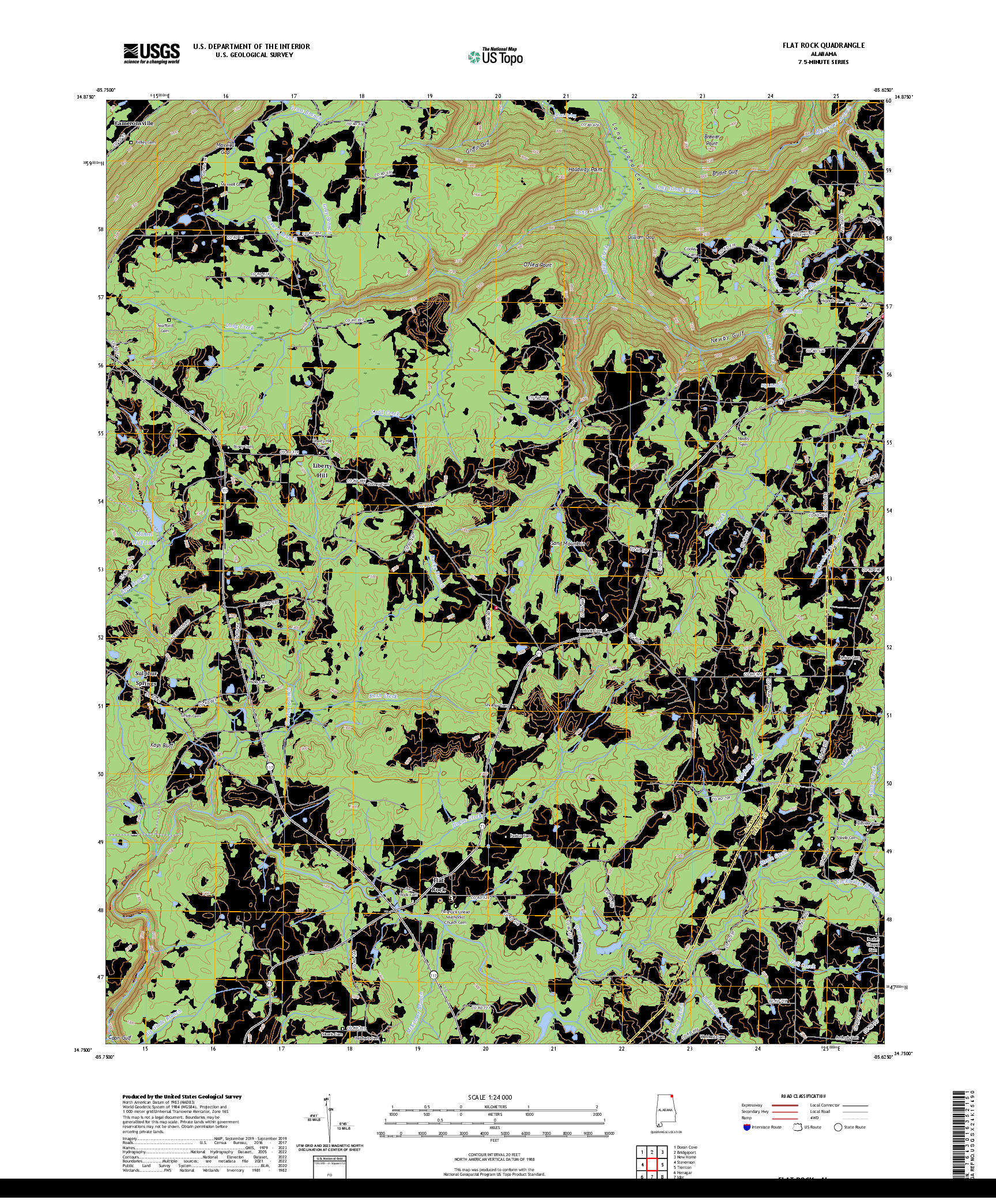 US TOPO 7.5-MINUTE MAP FOR FLAT ROCK, AL