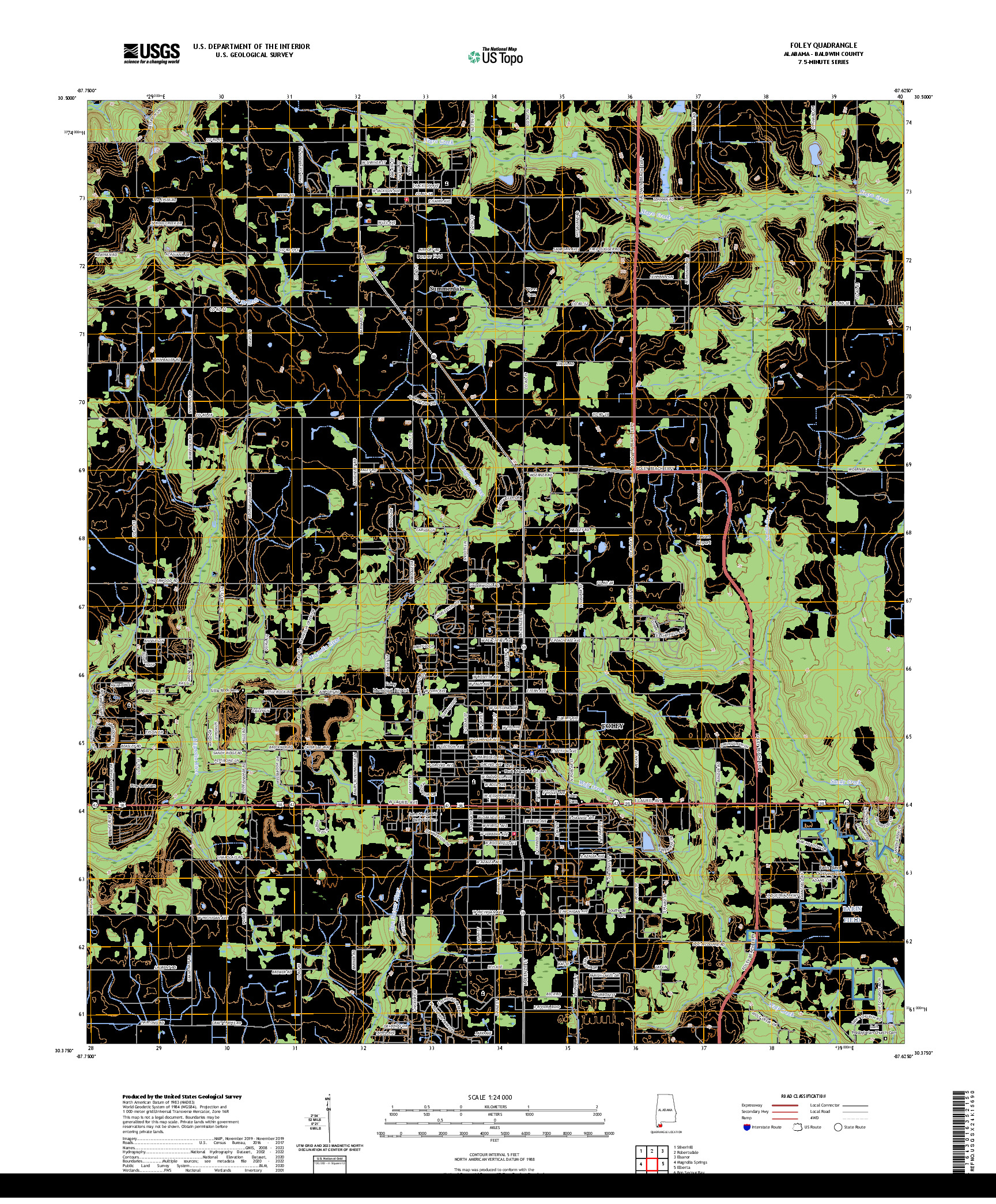 US TOPO 7.5-MINUTE MAP FOR FOLEY, AL