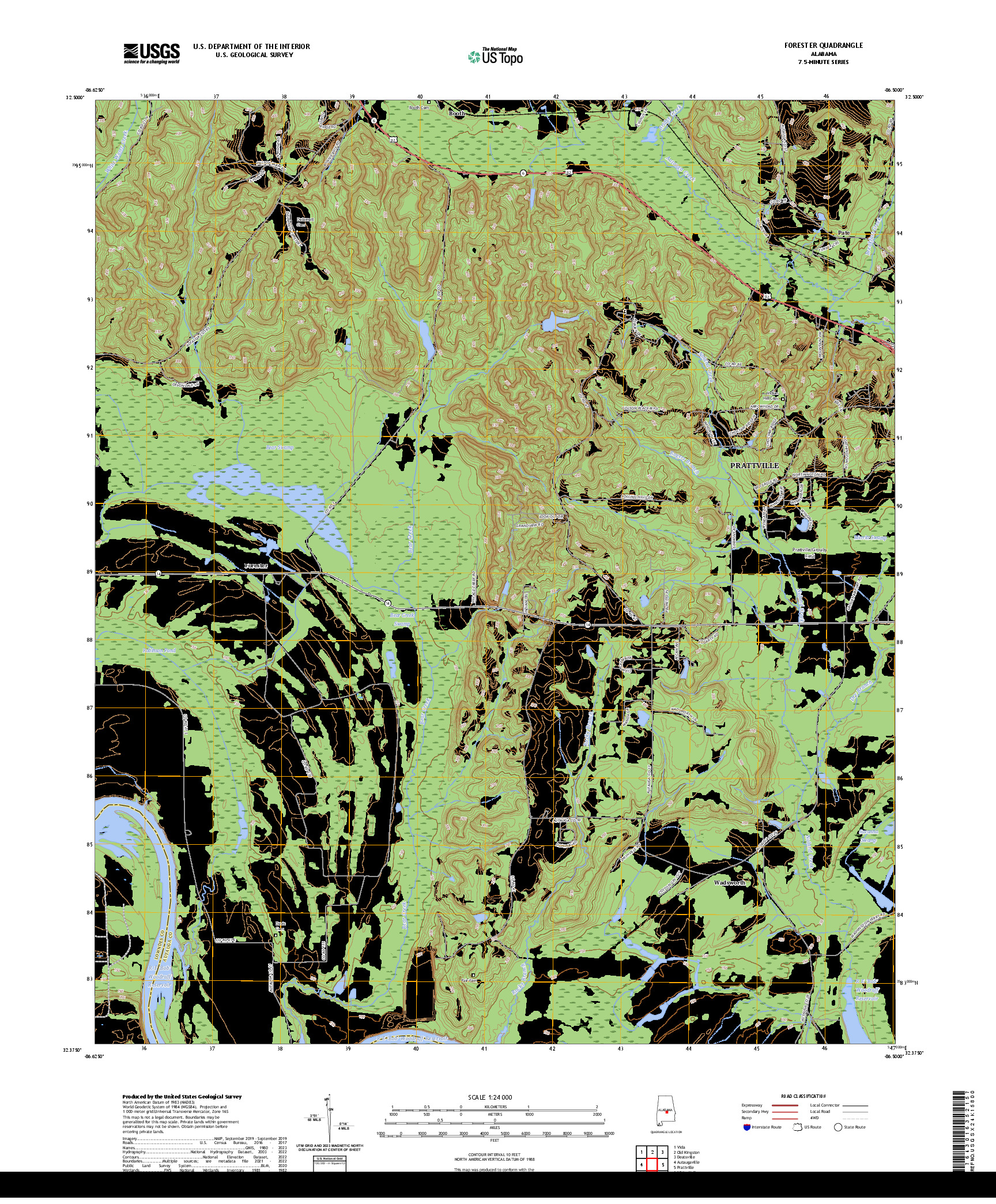 US TOPO 7.5-MINUTE MAP FOR FORESTER, AL