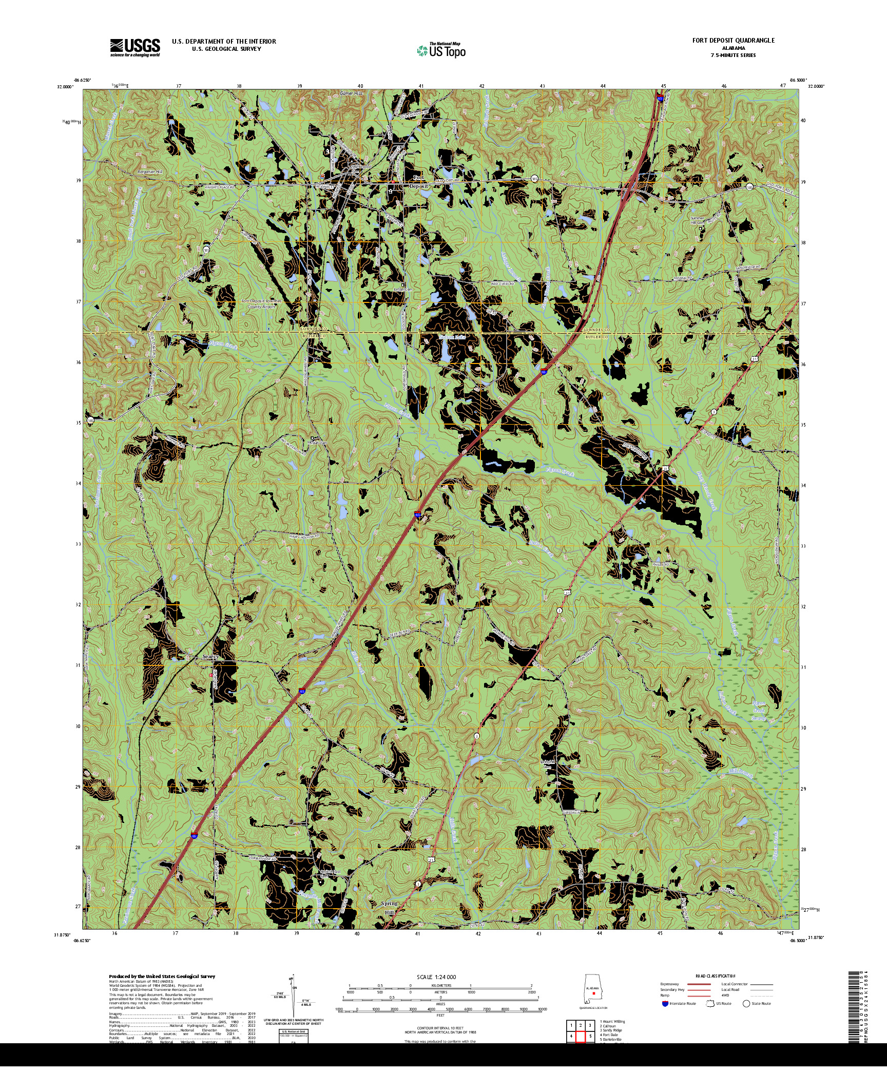 US TOPO 7.5-MINUTE MAP FOR FORT DEPOSIT, AL