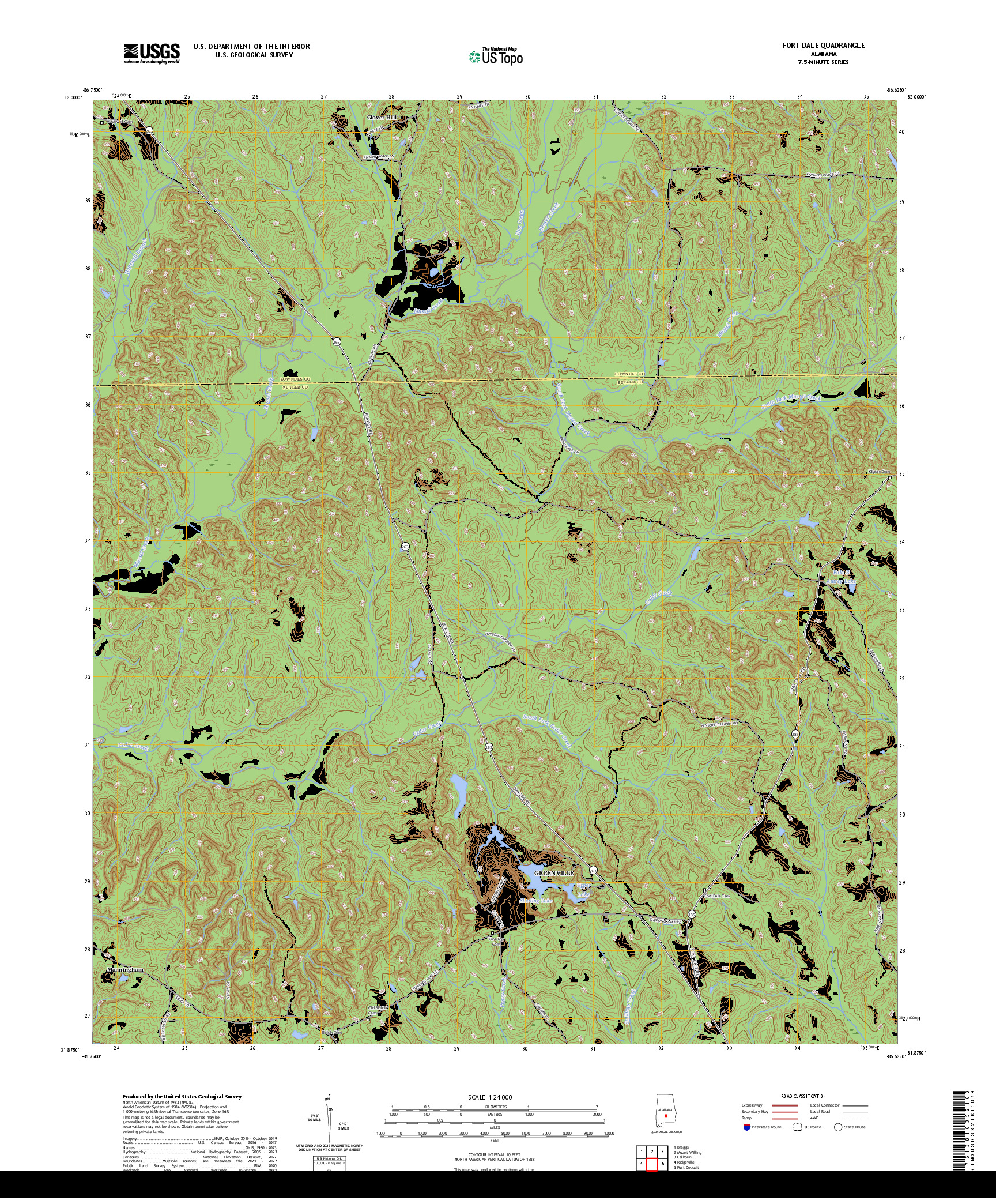 US TOPO 7.5-MINUTE MAP FOR FORT DALE, AL
