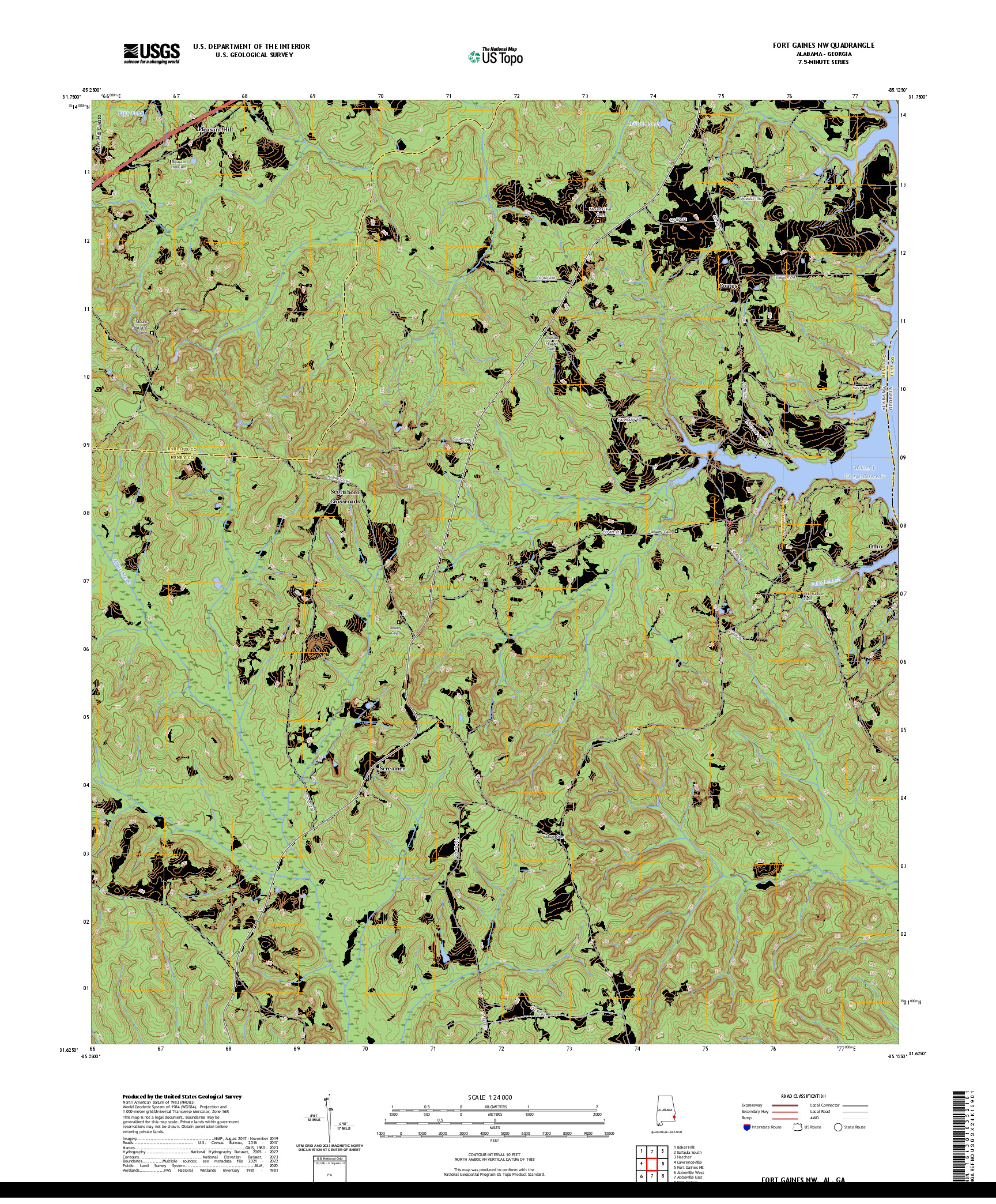 US TOPO 7.5-MINUTE MAP FOR FORT GAINES NW, AL,GA