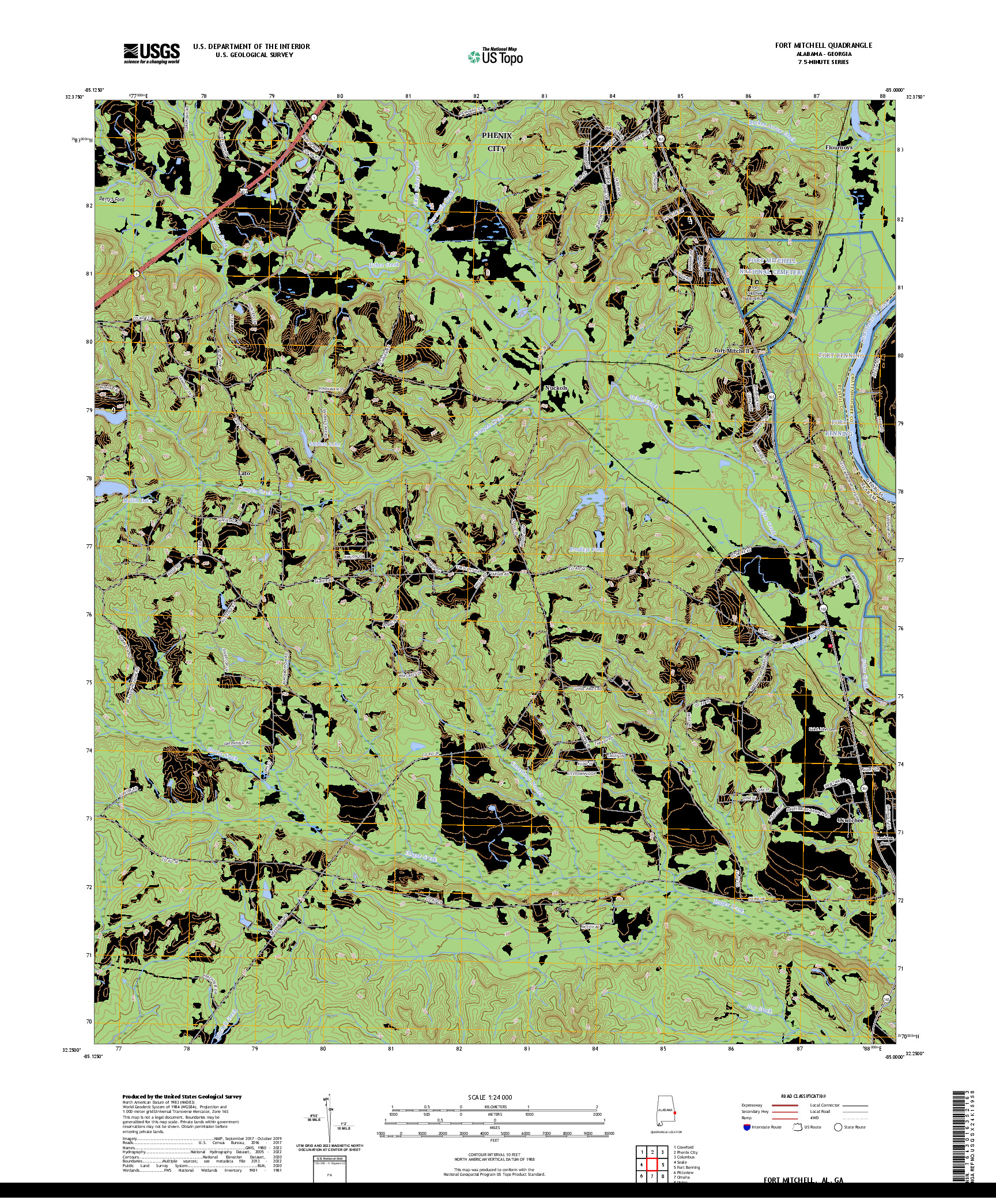 US TOPO 7.5-MINUTE MAP FOR FORT MITCHELL, AL,GA