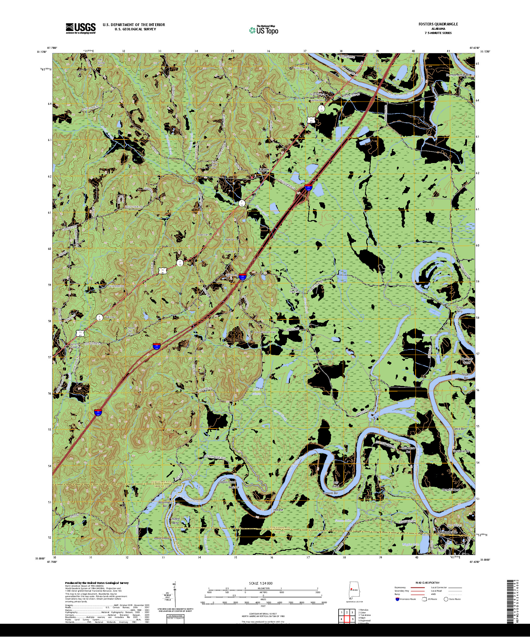 US TOPO 7.5-MINUTE MAP FOR FOSTERS, AL
