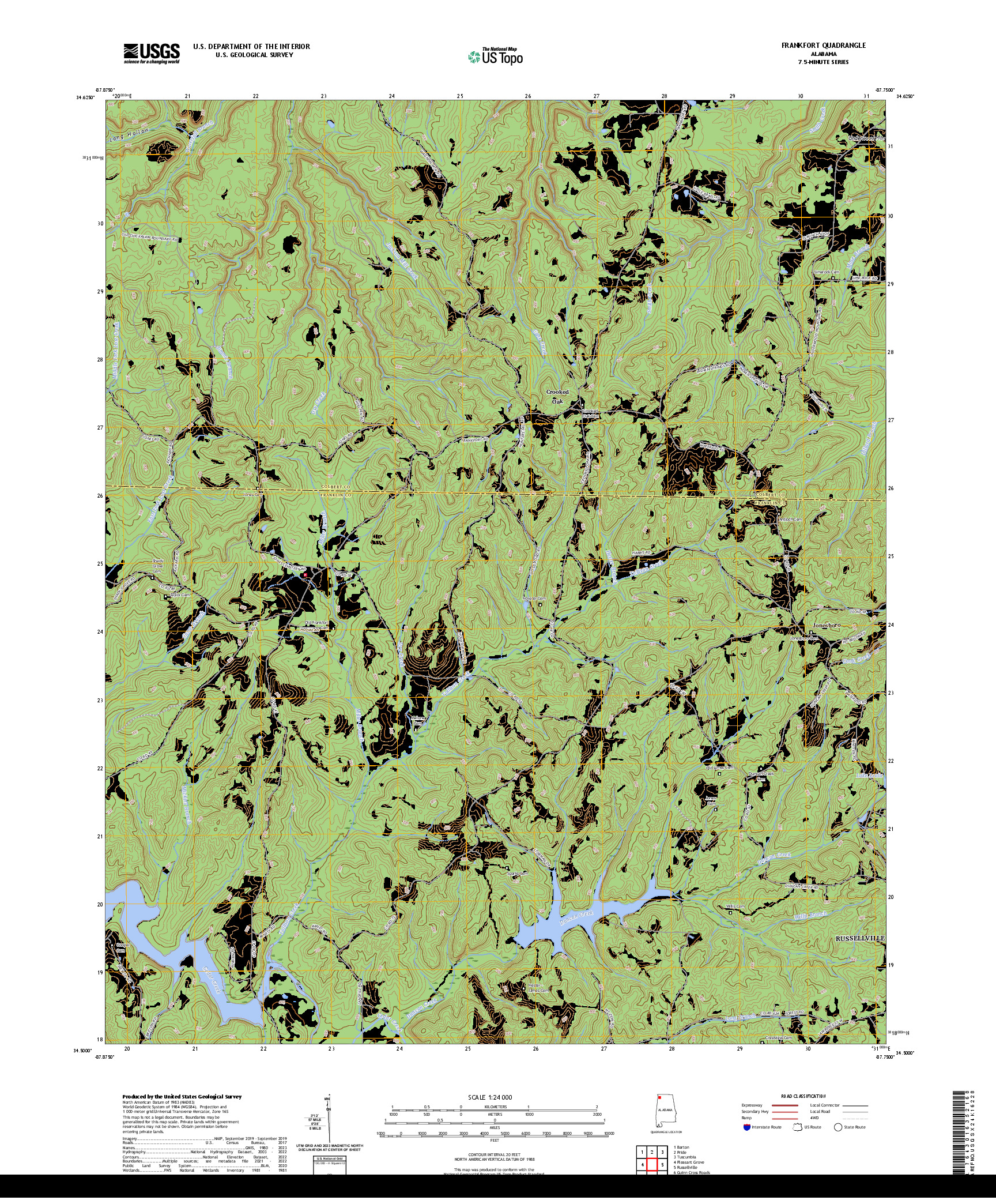 US TOPO 7.5-MINUTE MAP FOR FRANKFORT, AL
