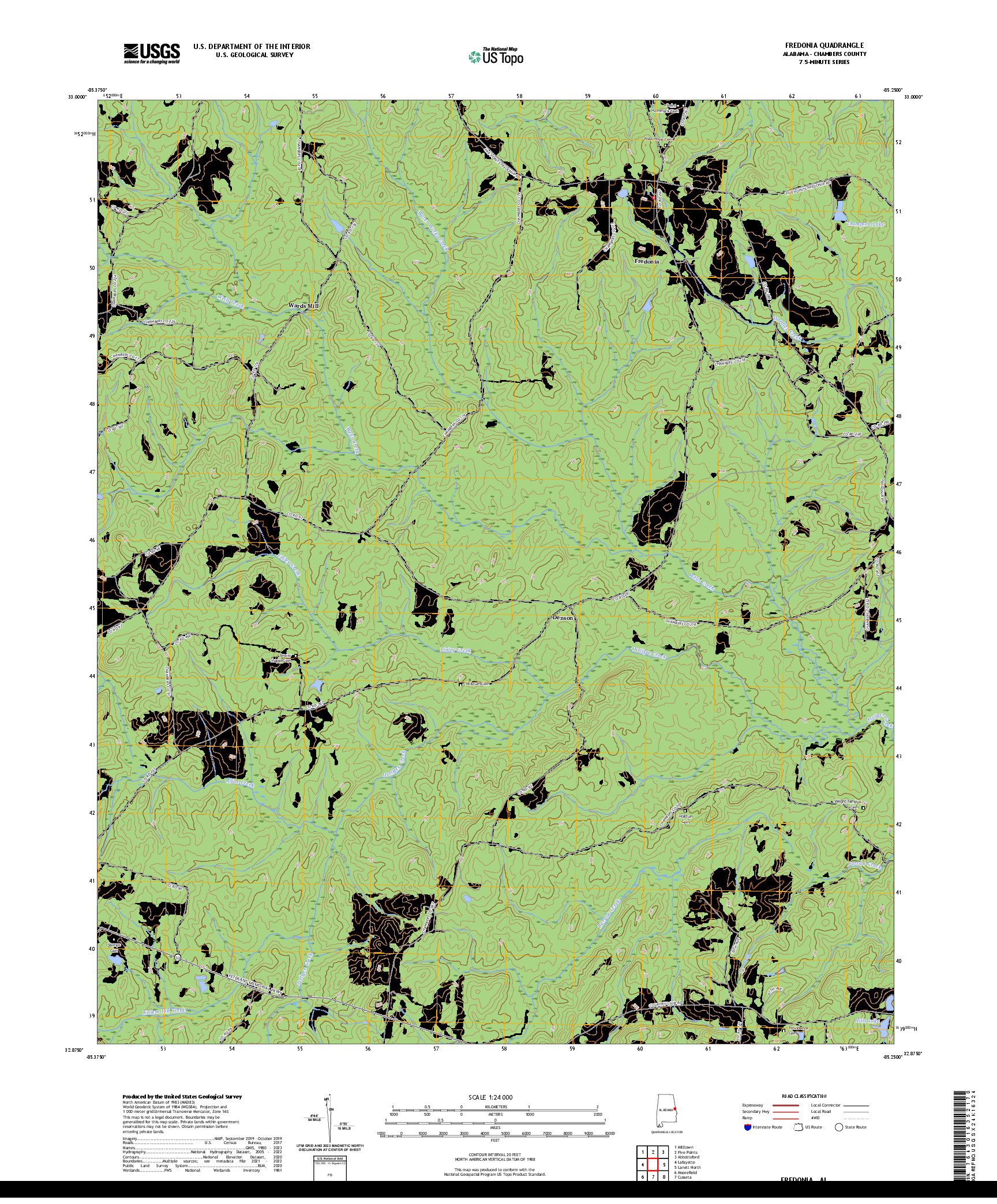 US TOPO 7.5-MINUTE MAP FOR FREDONIA, AL