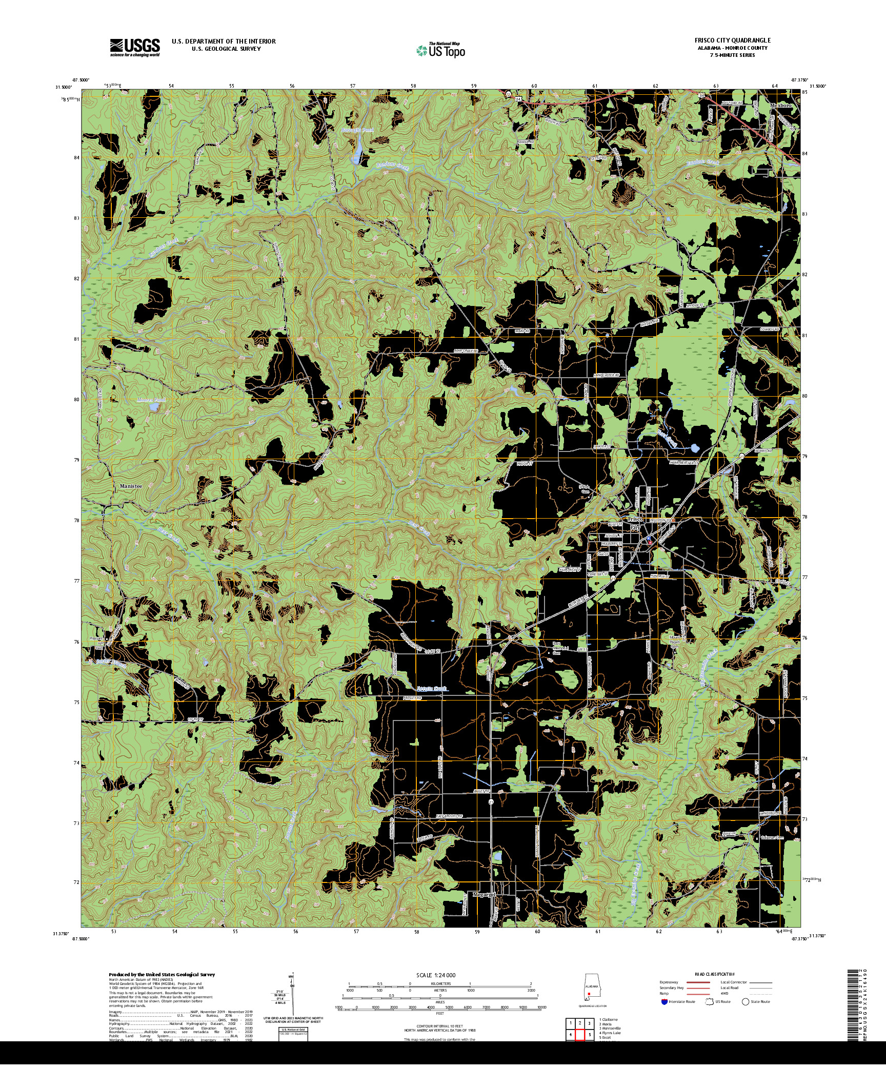 US TOPO 7.5-MINUTE MAP FOR FRISCO CITY, AL