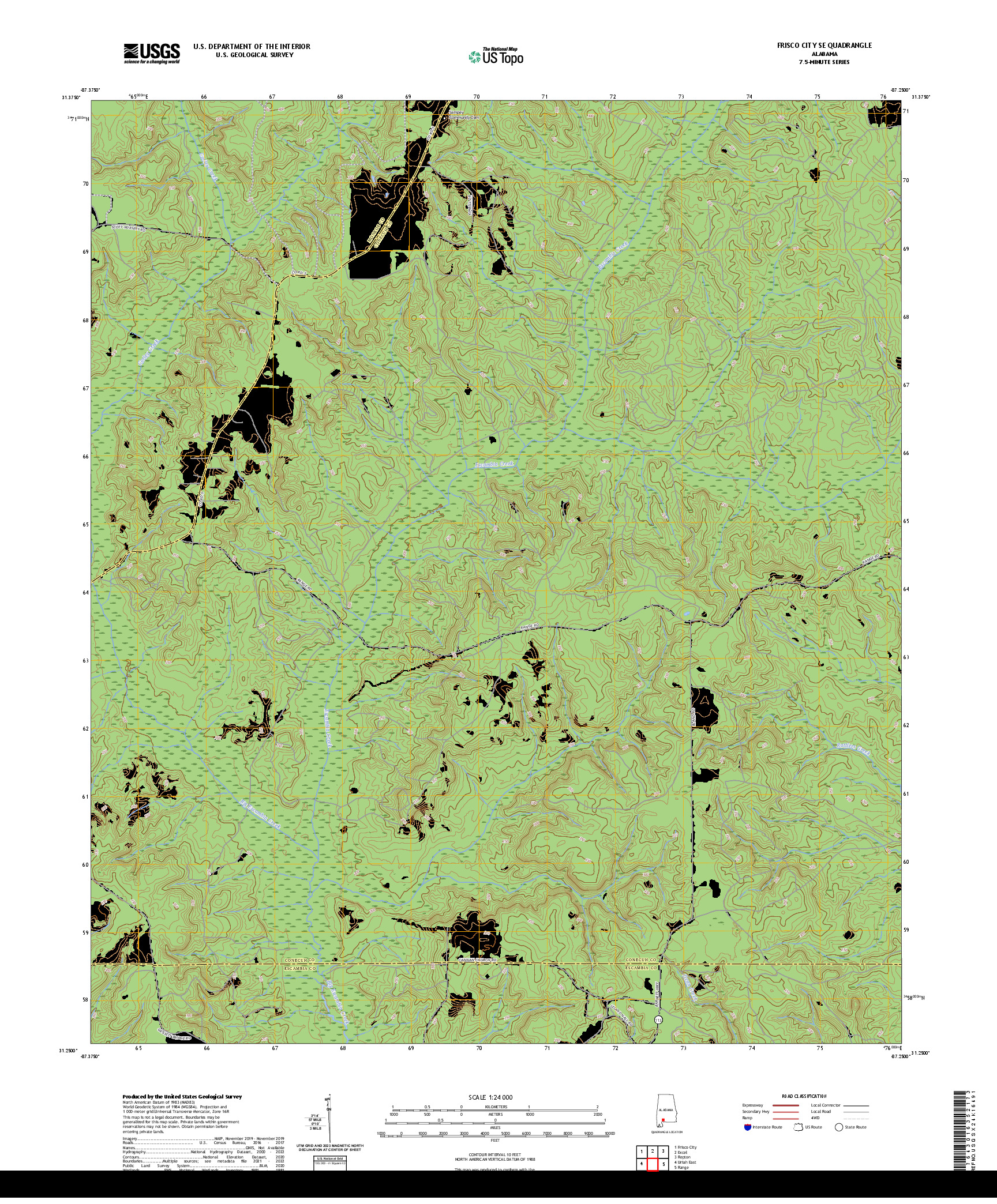 US TOPO 7.5-MINUTE MAP FOR FRISCO CITY SE, AL