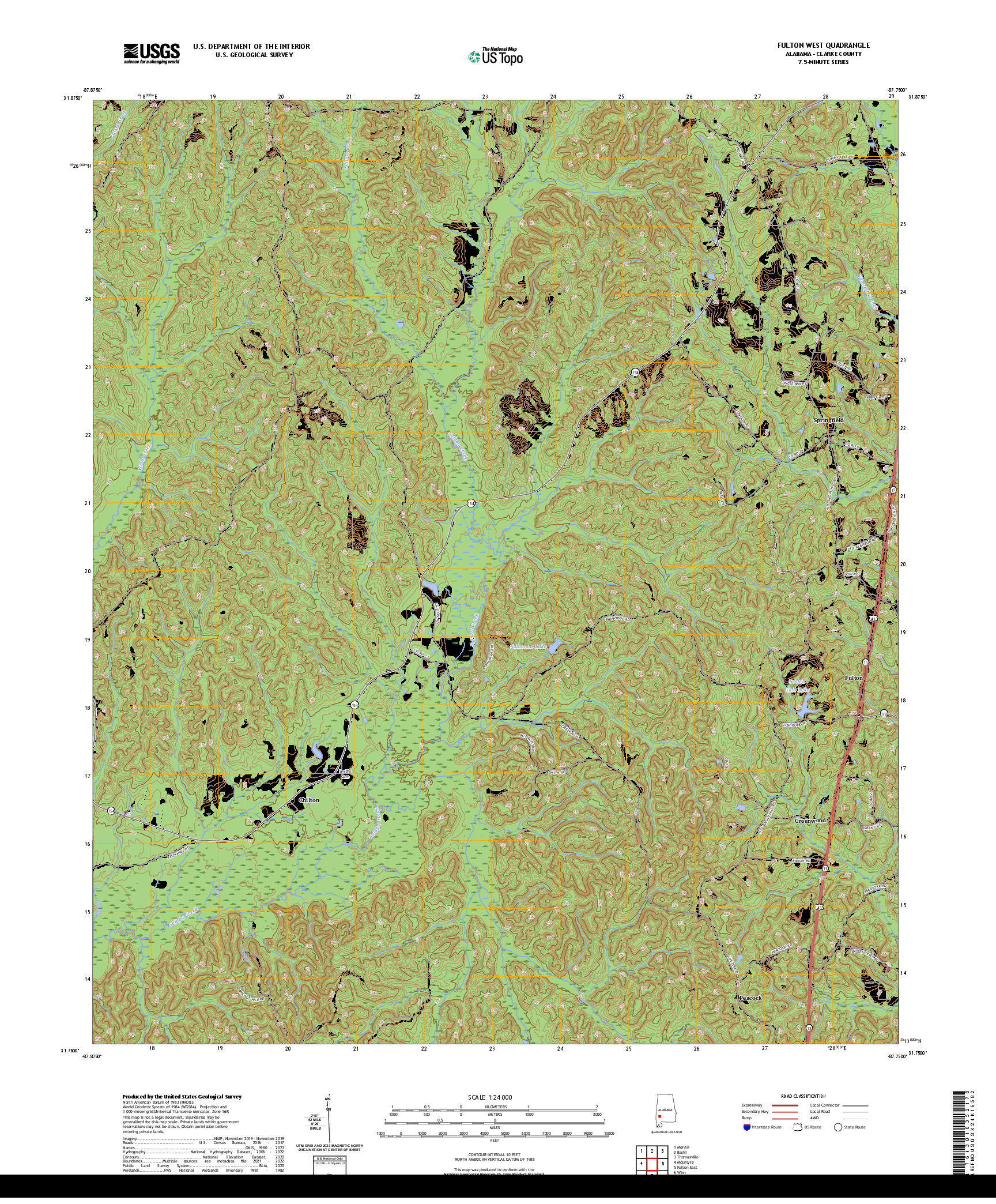 US TOPO 7.5-MINUTE MAP FOR FULTON WEST, AL