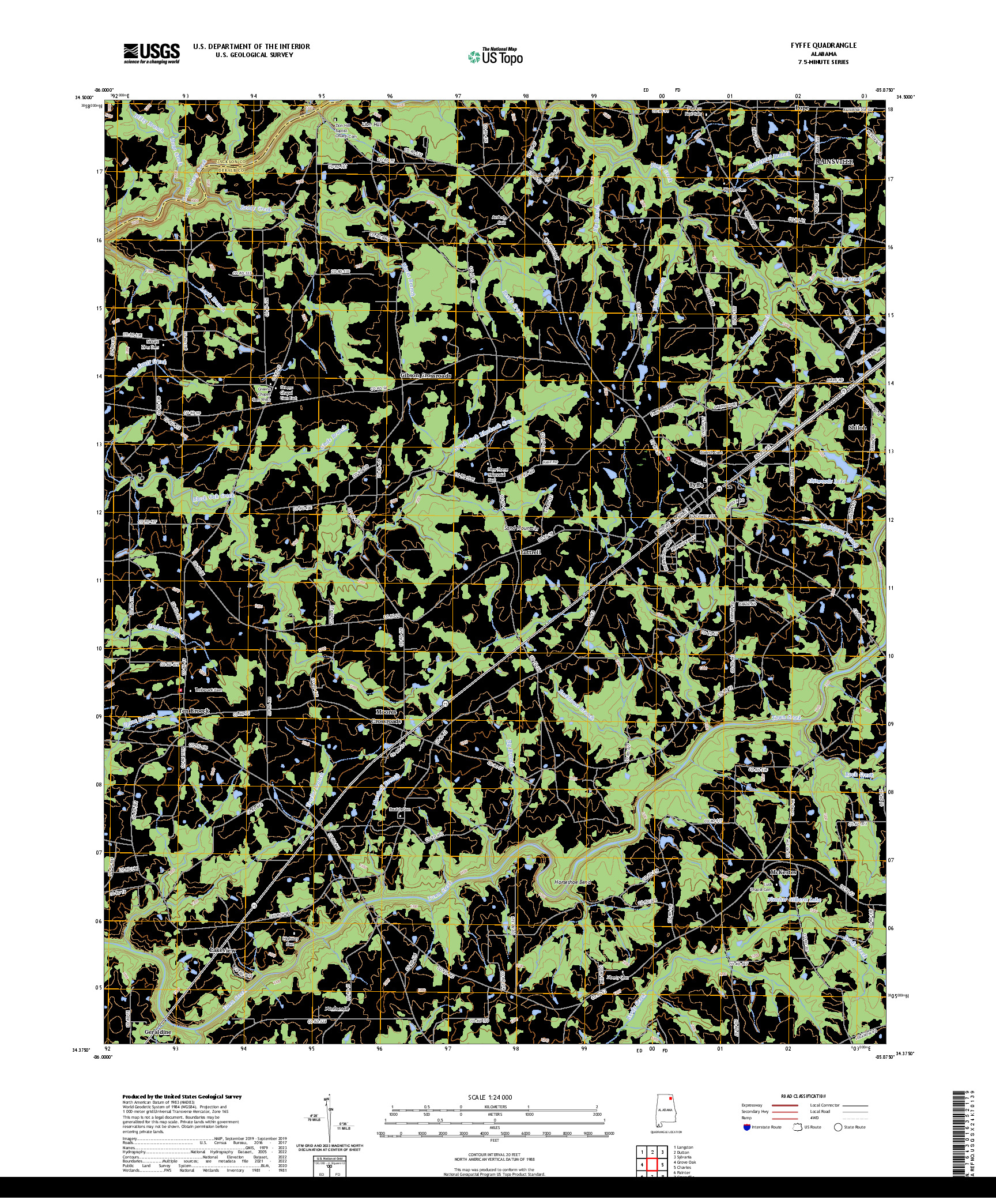 US TOPO 7.5-MINUTE MAP FOR FYFFE, AL
