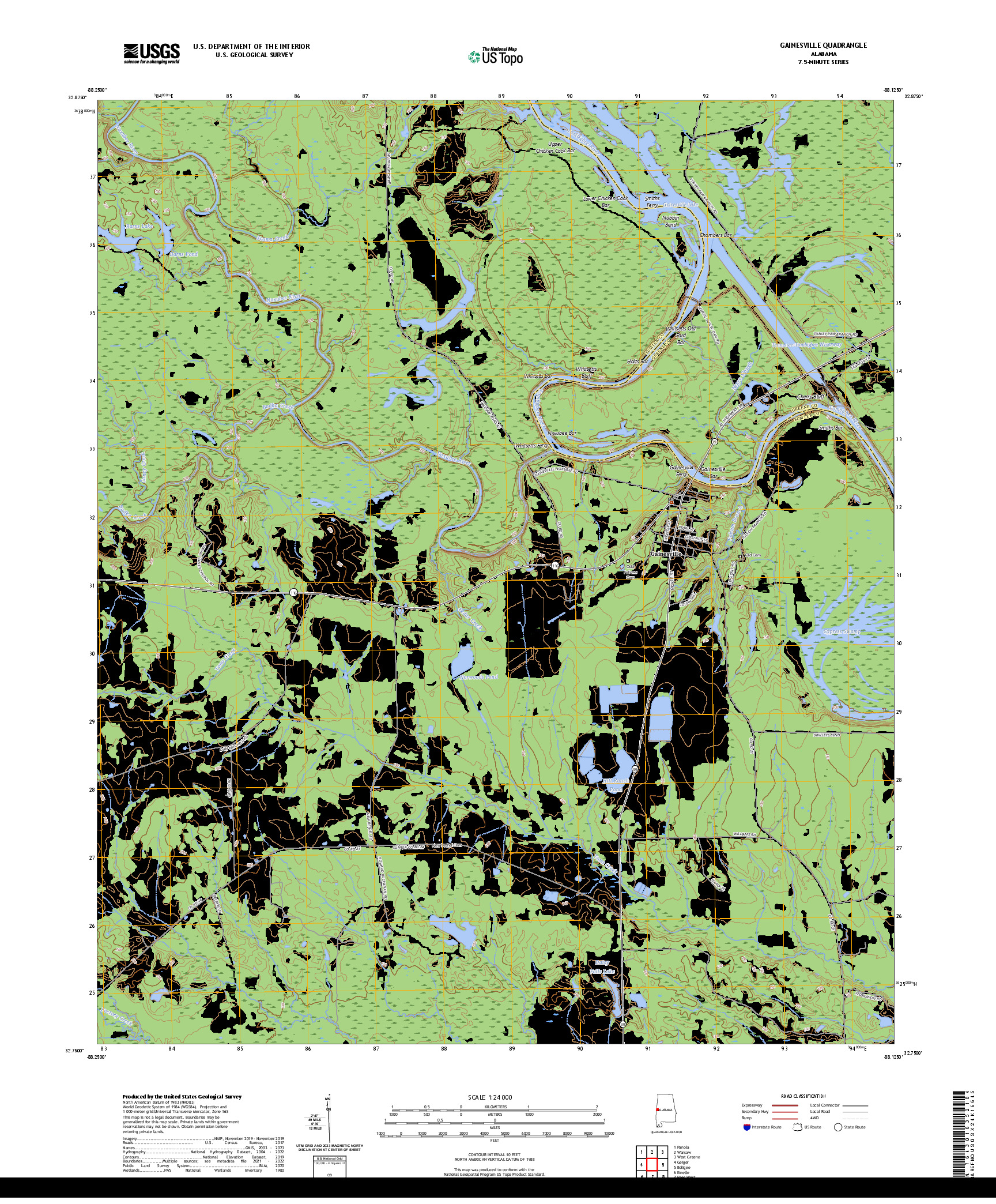 US TOPO 7.5-MINUTE MAP FOR GAINESVILLE, AL