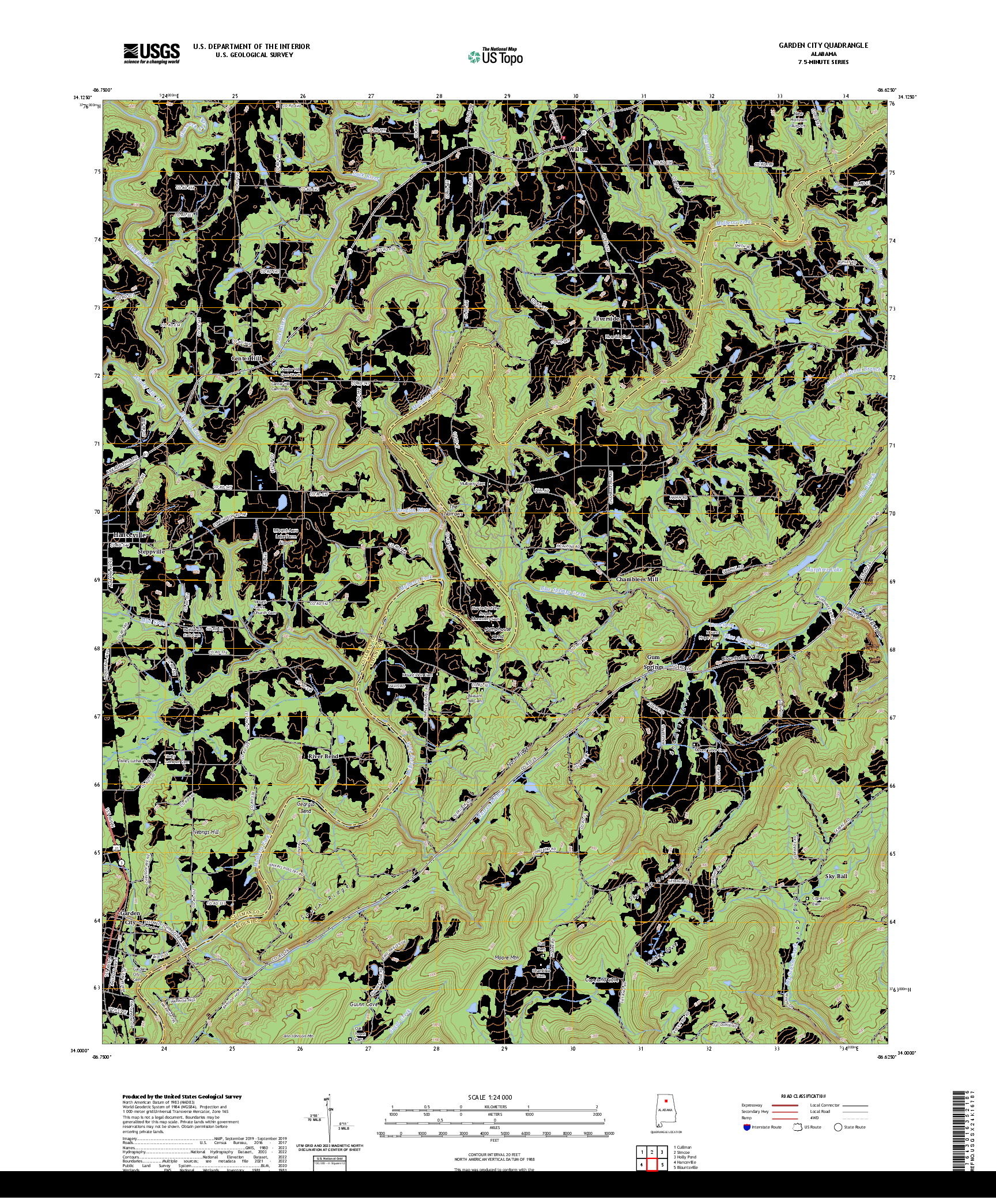 US TOPO 7.5-MINUTE MAP FOR GARDEN CITY, AL