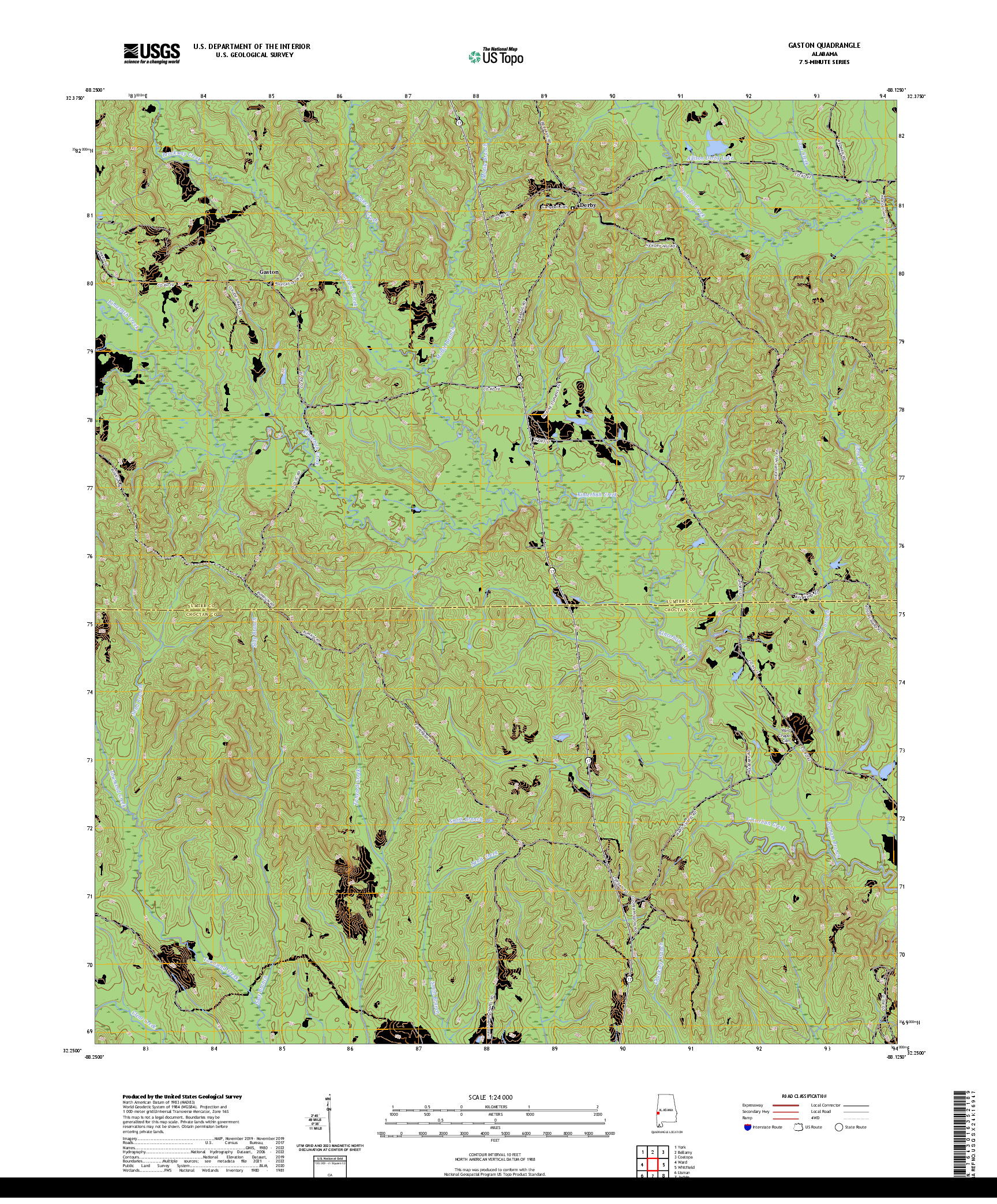US TOPO 7.5-MINUTE MAP FOR GASTON, AL