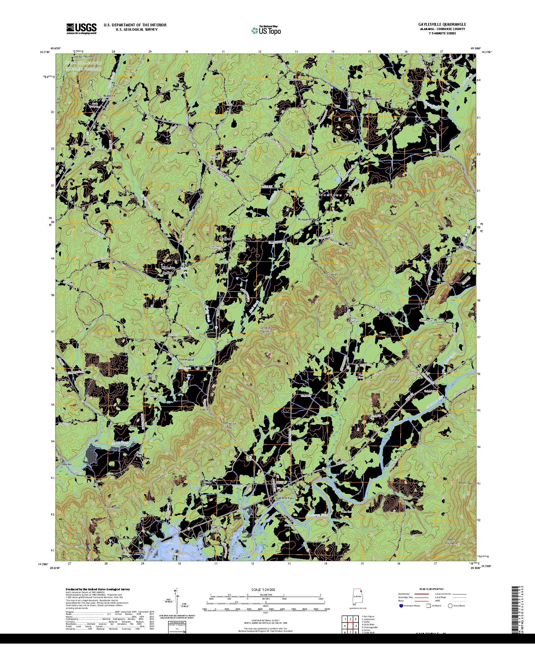 US TOPO 7.5-MINUTE MAP FOR GAYLESVILLE, AL