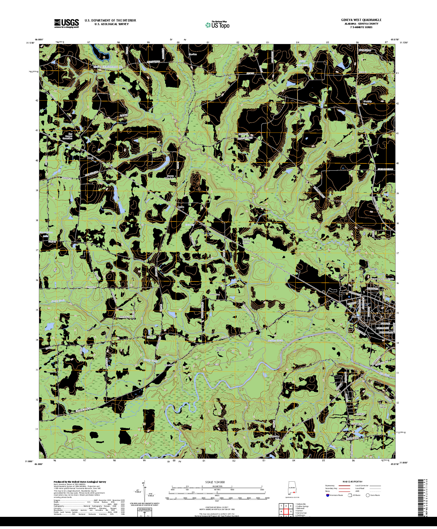 US TOPO 7.5-MINUTE MAP FOR GENEVA WEST, AL