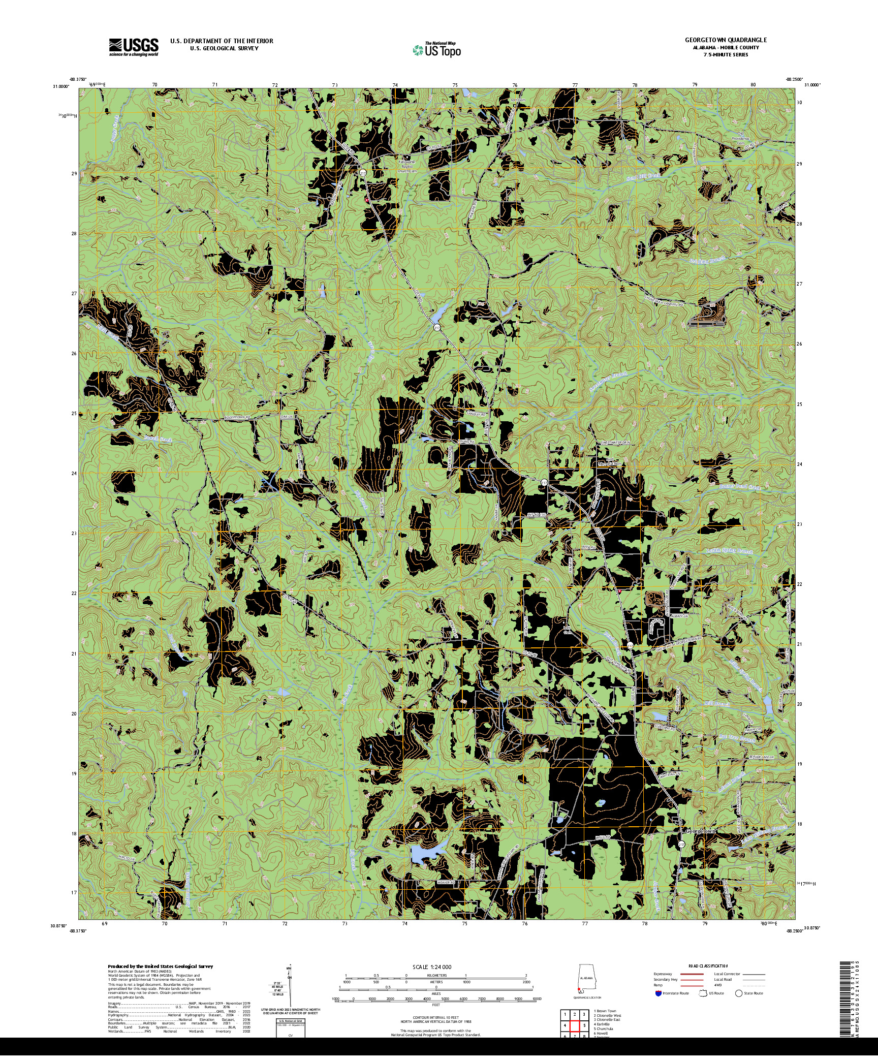US TOPO 7.5-MINUTE MAP FOR GEORGETOWN, AL