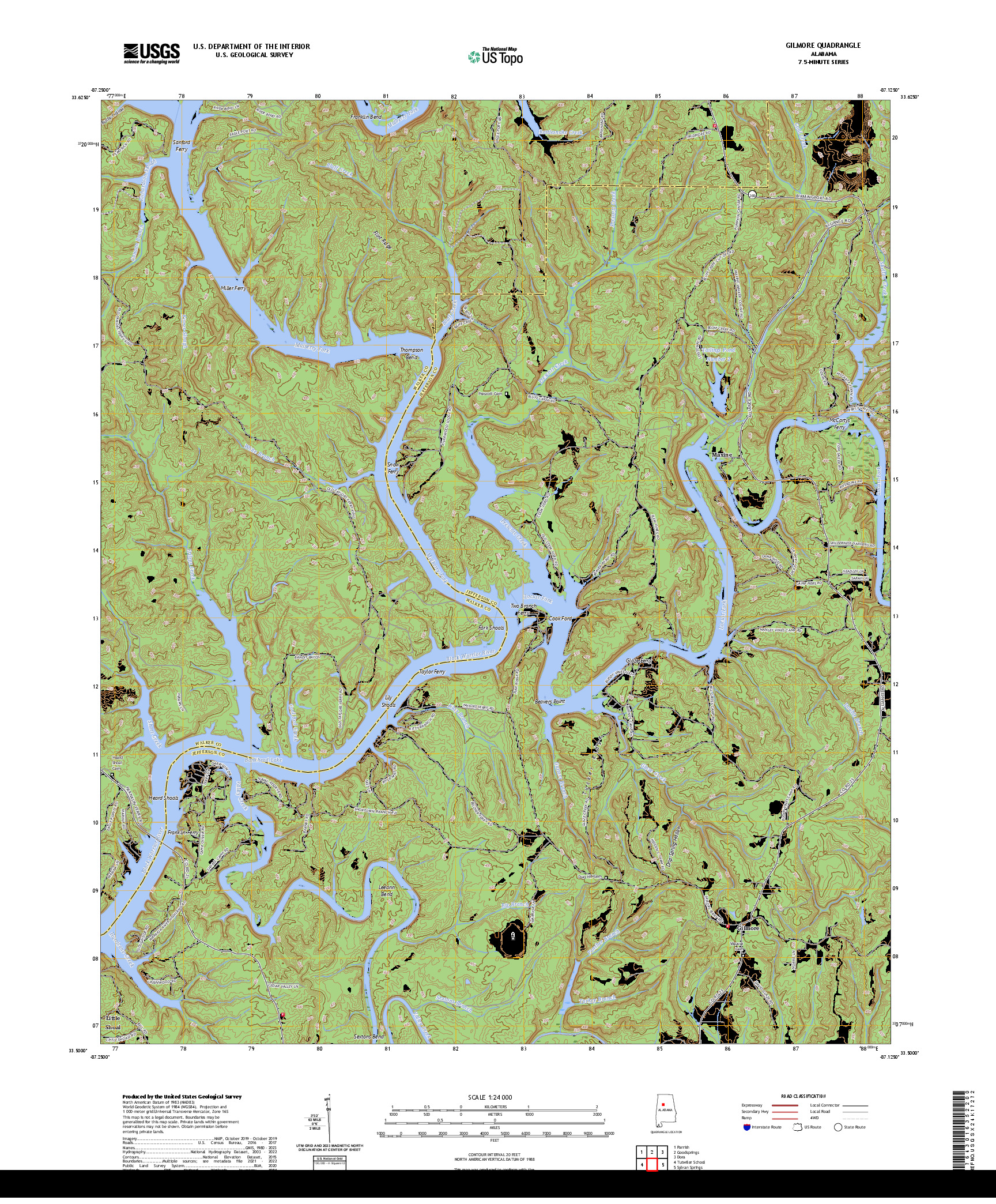US TOPO 7.5-MINUTE MAP FOR GILMORE, AL