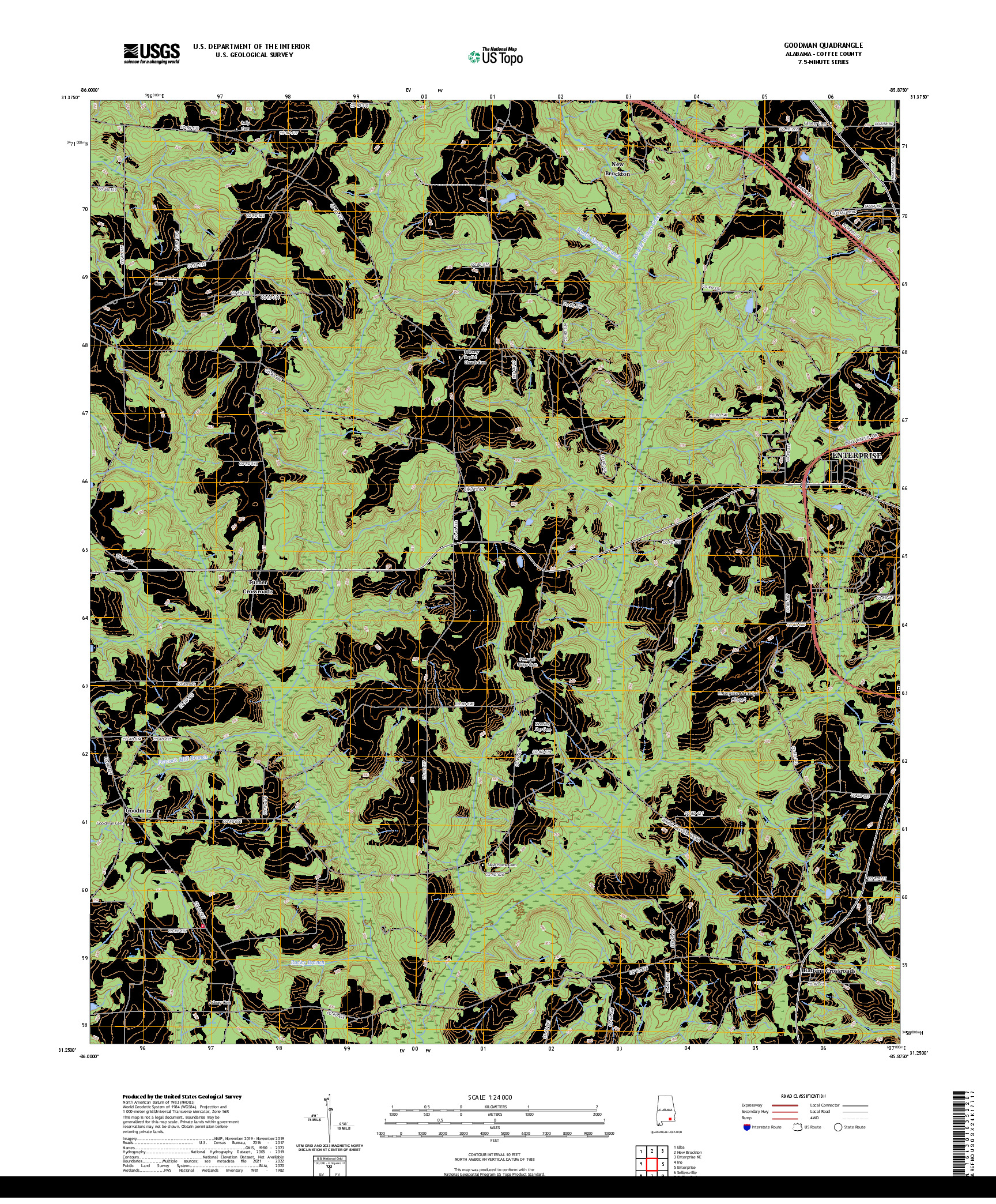 US TOPO 7.5-MINUTE MAP FOR GOODMAN, AL