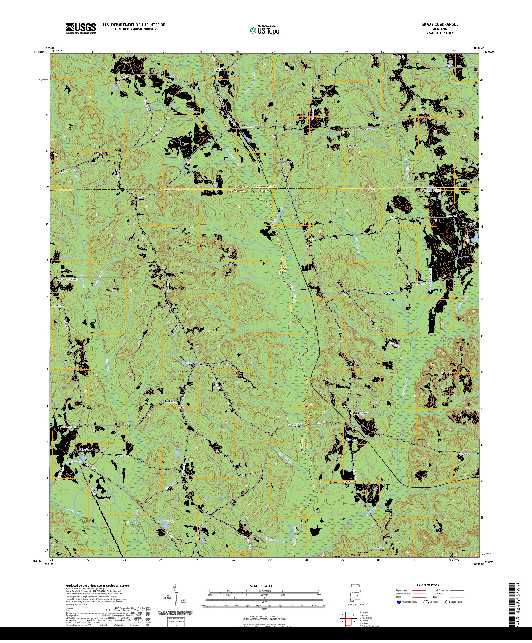 US TOPO 7.5-MINUTE MAP FOR GRADY, AL