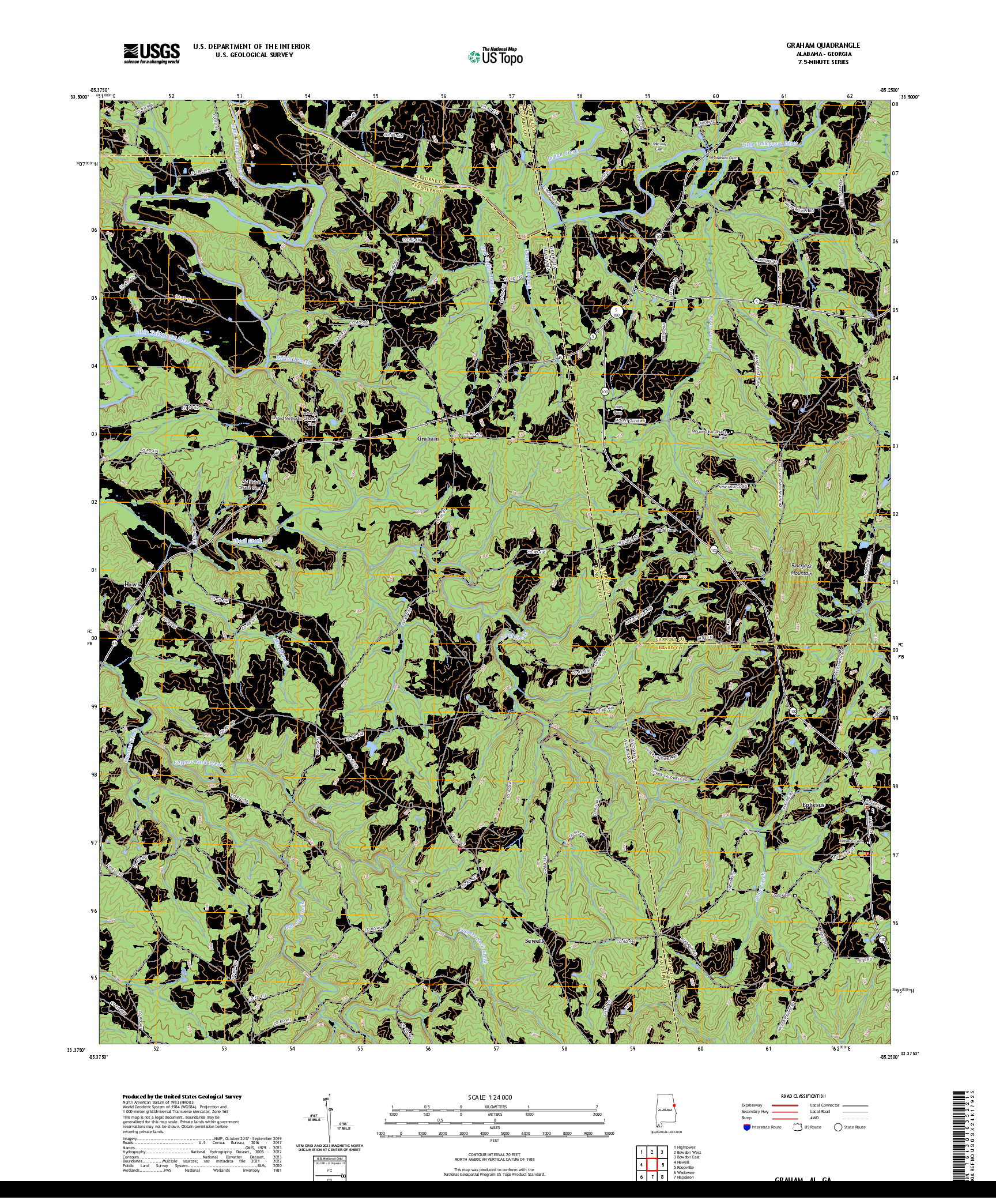 US TOPO 7.5-MINUTE MAP FOR GRAHAM, AL,GA