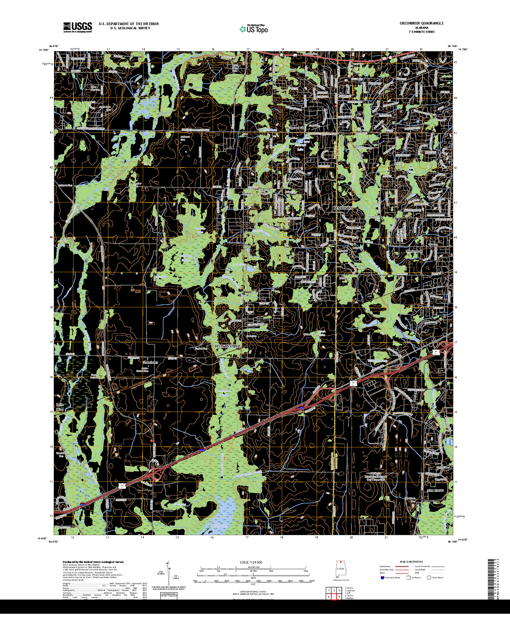 US TOPO 7.5-MINUTE MAP FOR GREENBRIER, AL