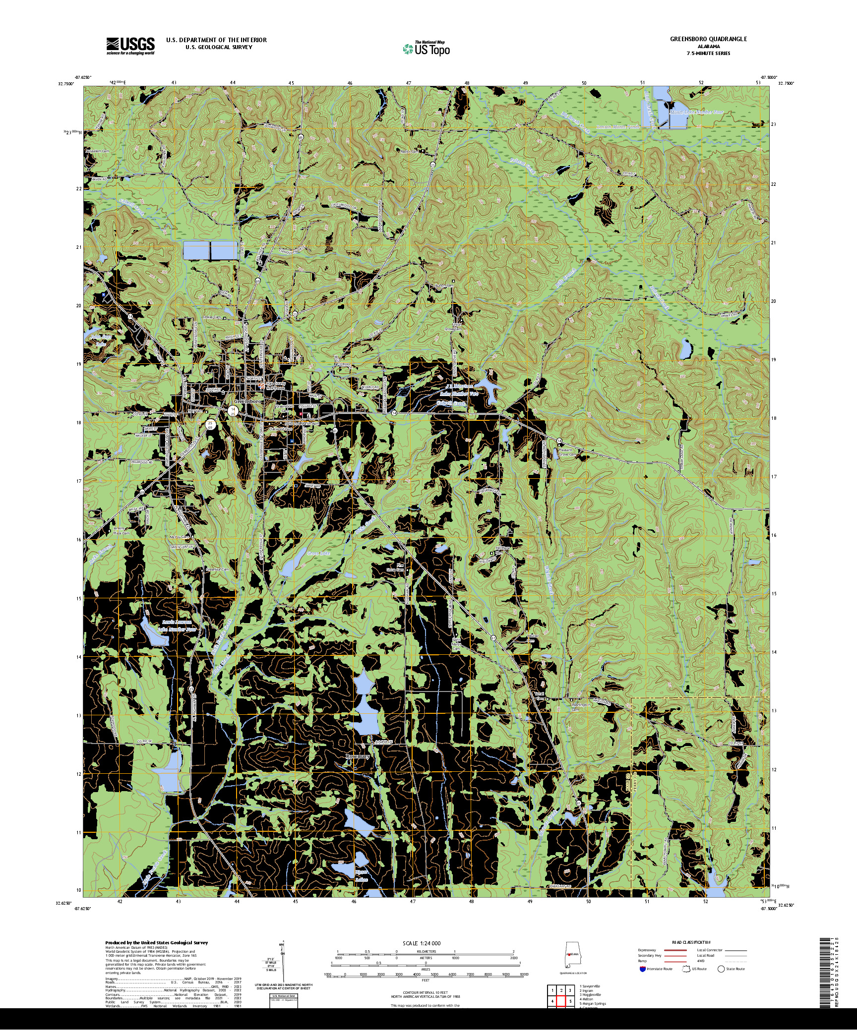 US TOPO 7.5-MINUTE MAP FOR GREENSBORO, AL