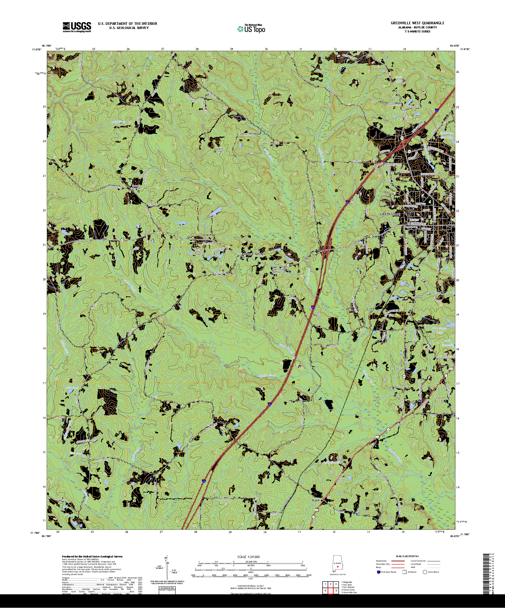 US TOPO 7.5-MINUTE MAP FOR GREENVILLE WEST, AL