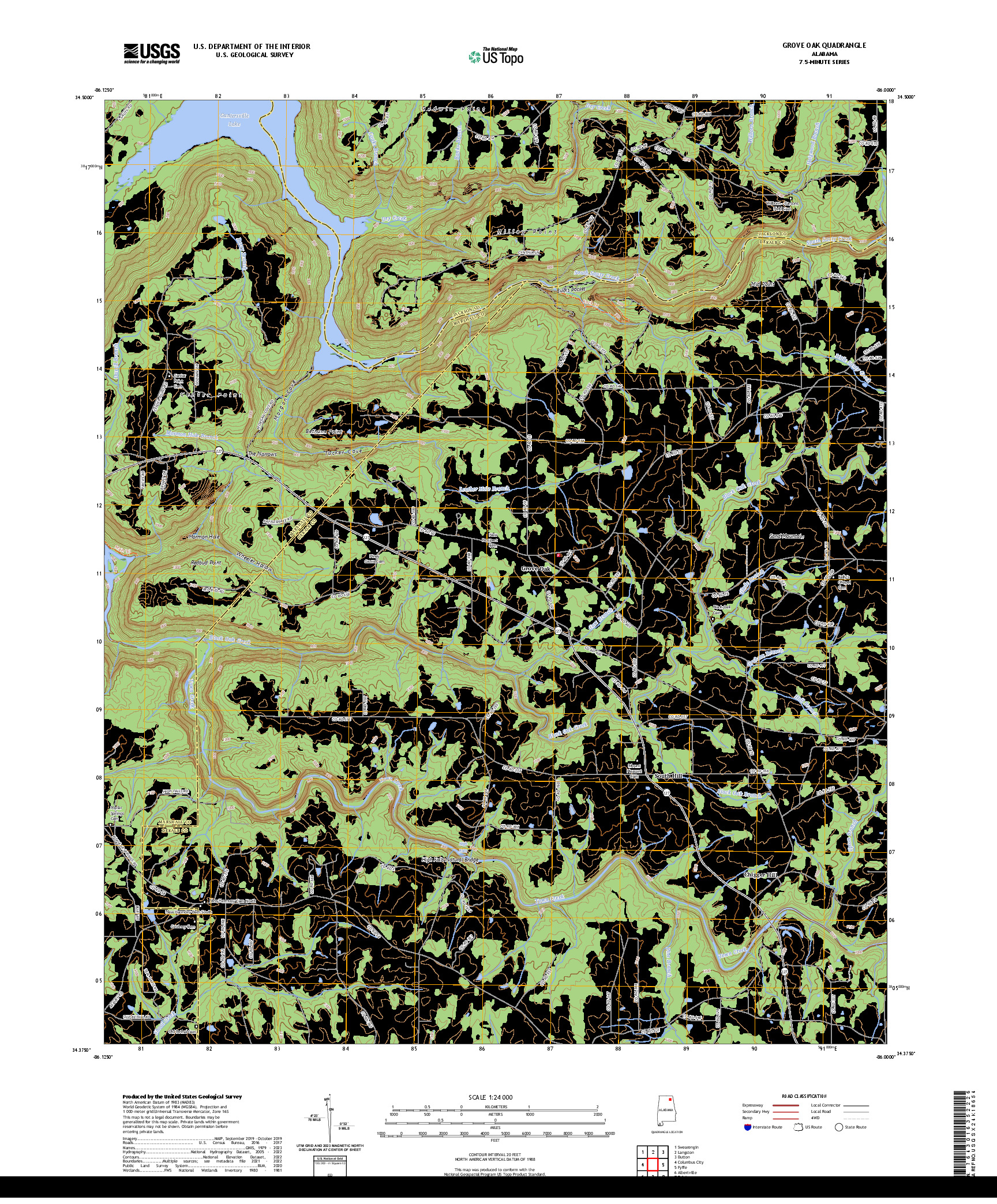 US TOPO 7.5-MINUTE MAP FOR GROVE OAK, AL