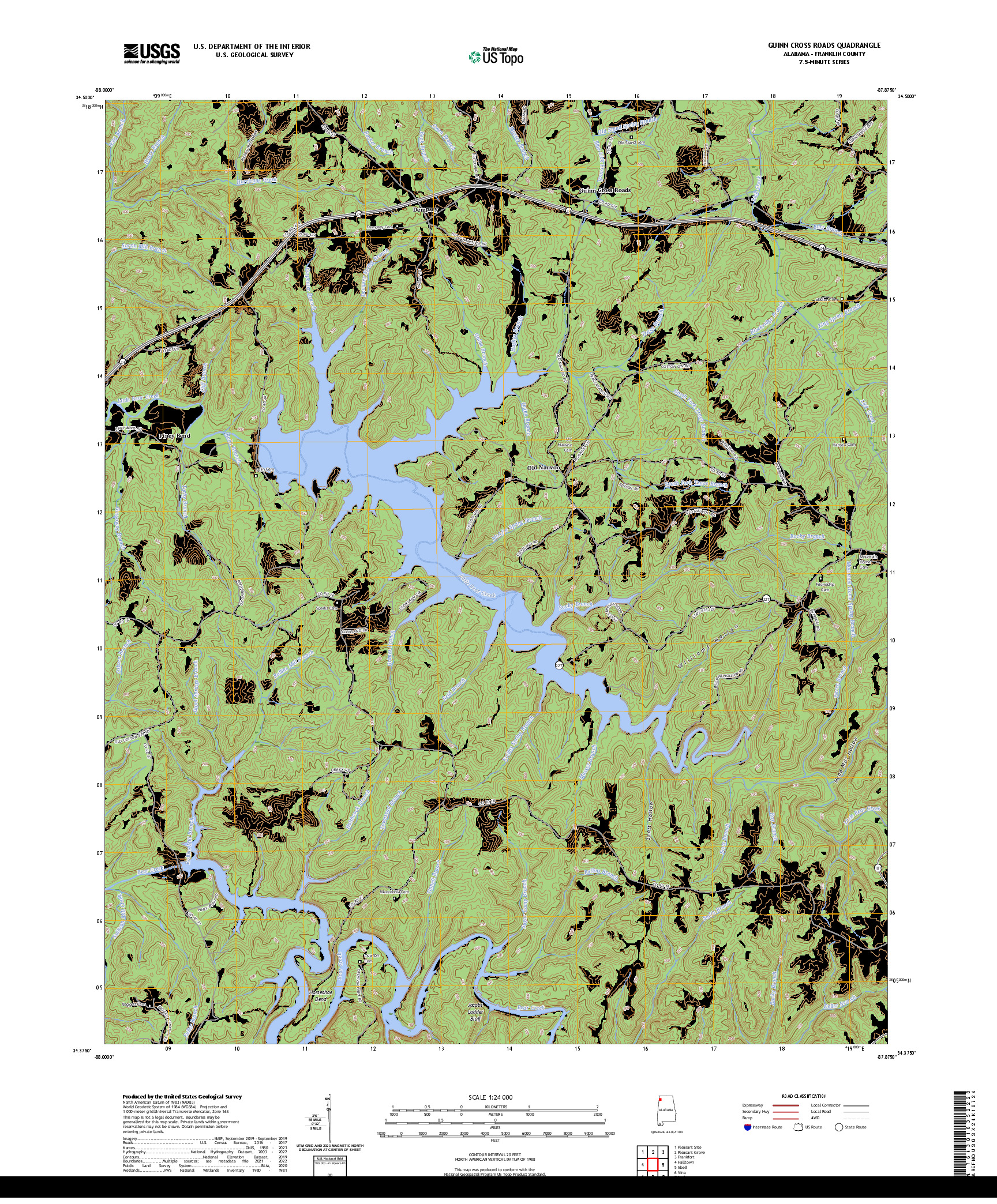 US TOPO 7.5-MINUTE MAP FOR GUINN CROSS ROADS, AL